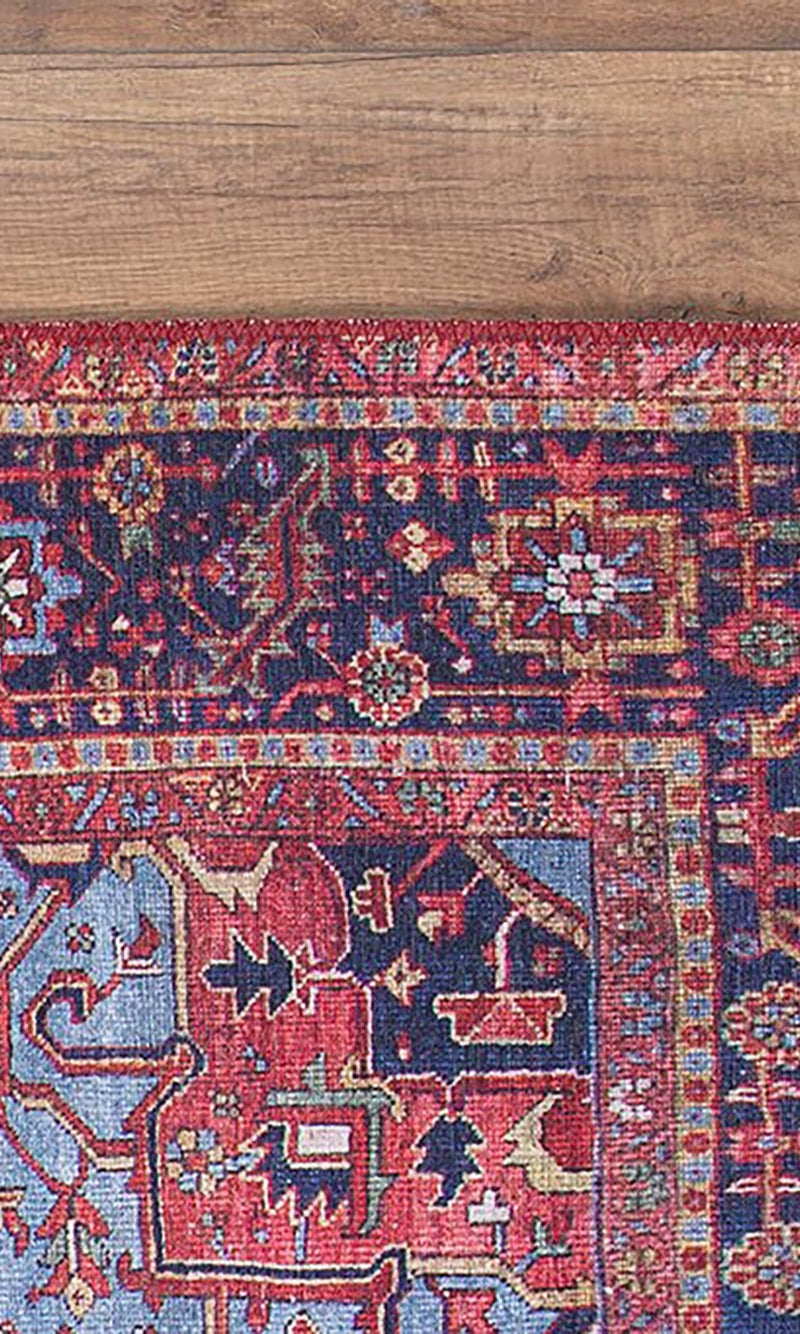 Handa Rug Oriental Light & Navy Blue & Red Rug