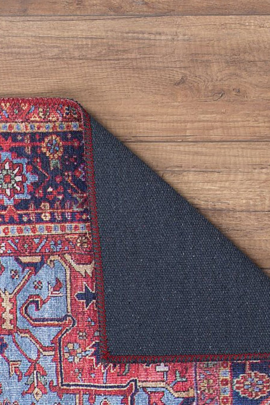 Handa Rug Oriental Light & Navy Blue & Red Rug
