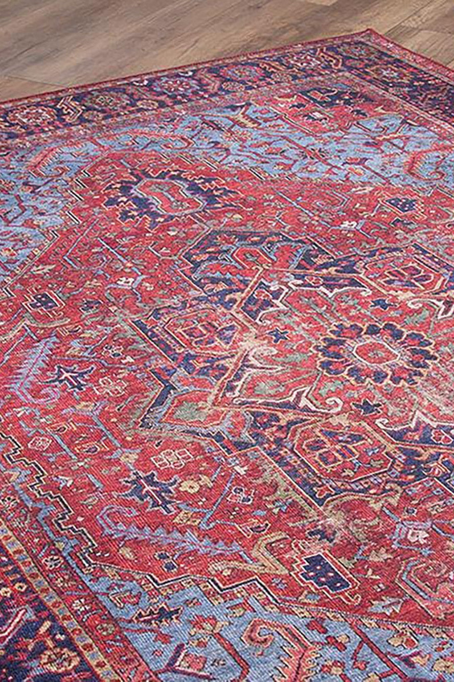 Handa Rug Oriental Light & Navy Blue & Red Rug