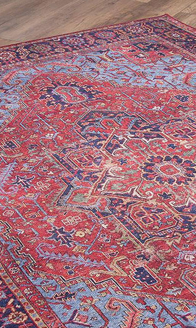 Handa Rug Oriental Light & Navy Blue & Red Rug