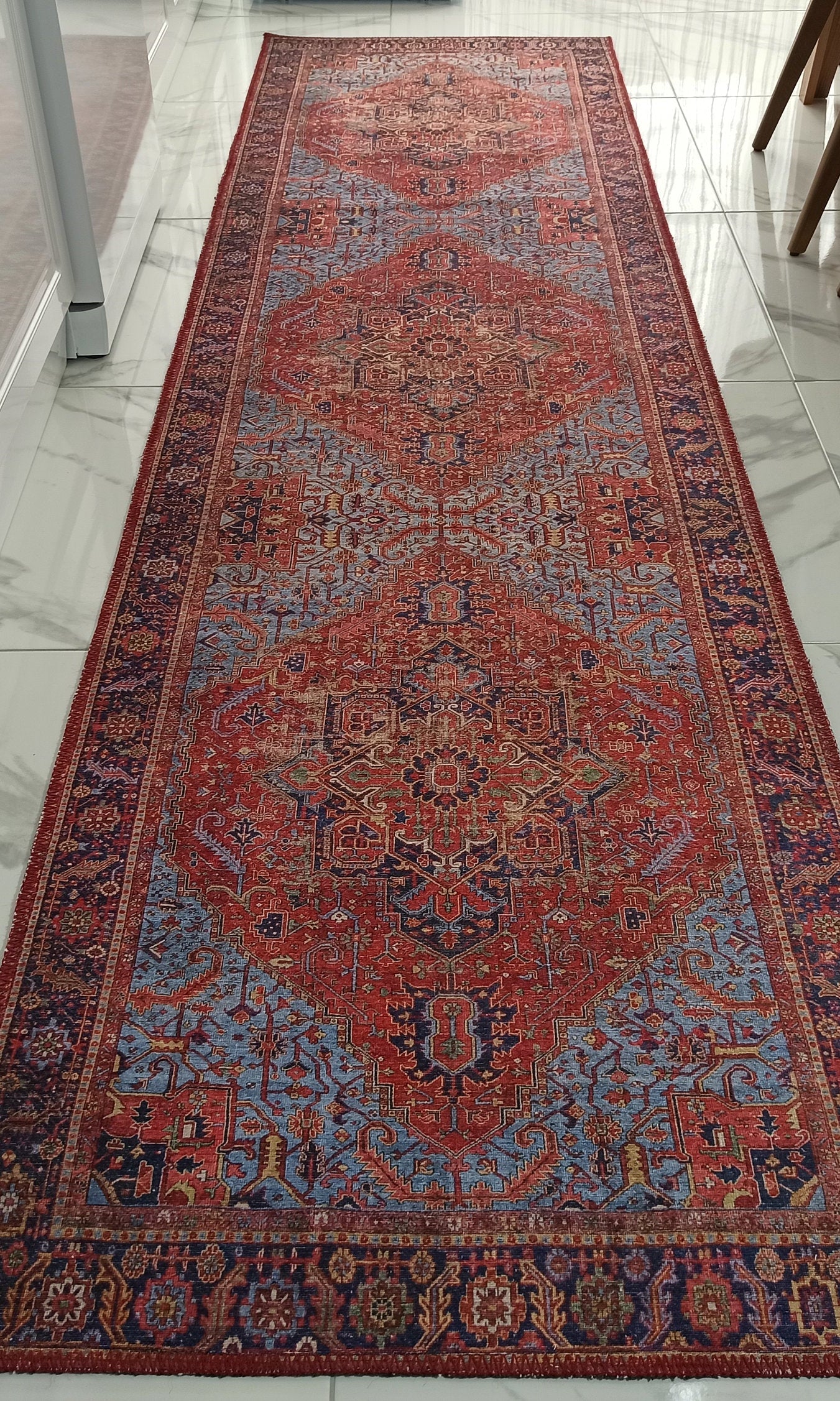 Handa Rug Oriental Light & Navy Blue & Red Rug