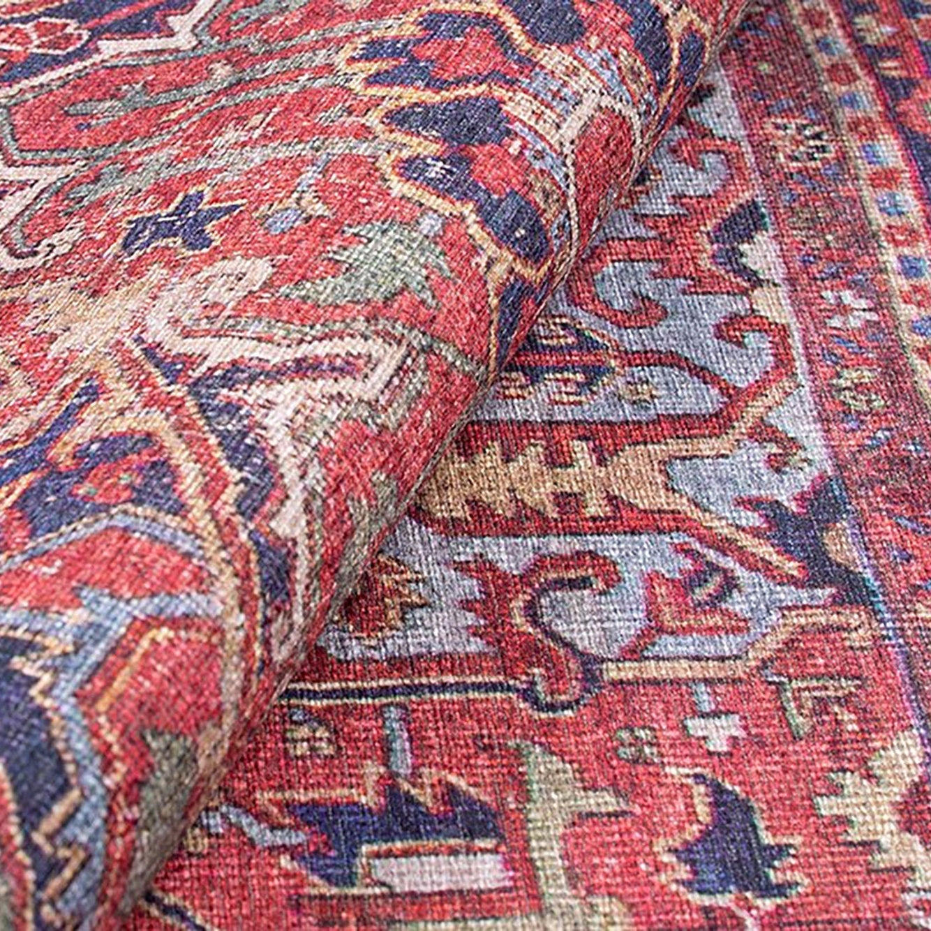 Handa Rug Oriental Light & Navy Blue & Red Rug