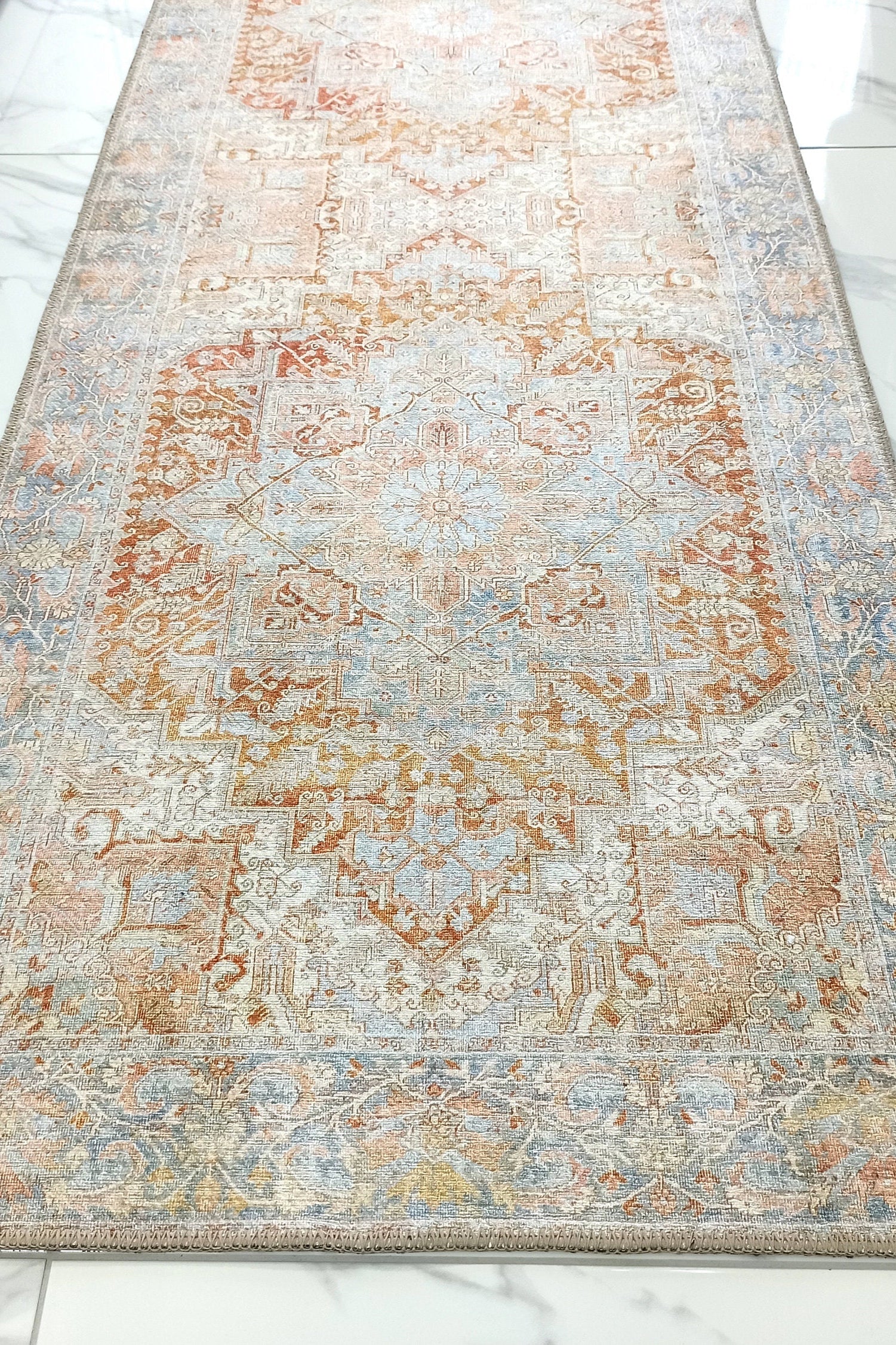 Hara Rug Faded Beige & Blue Oriental Rug