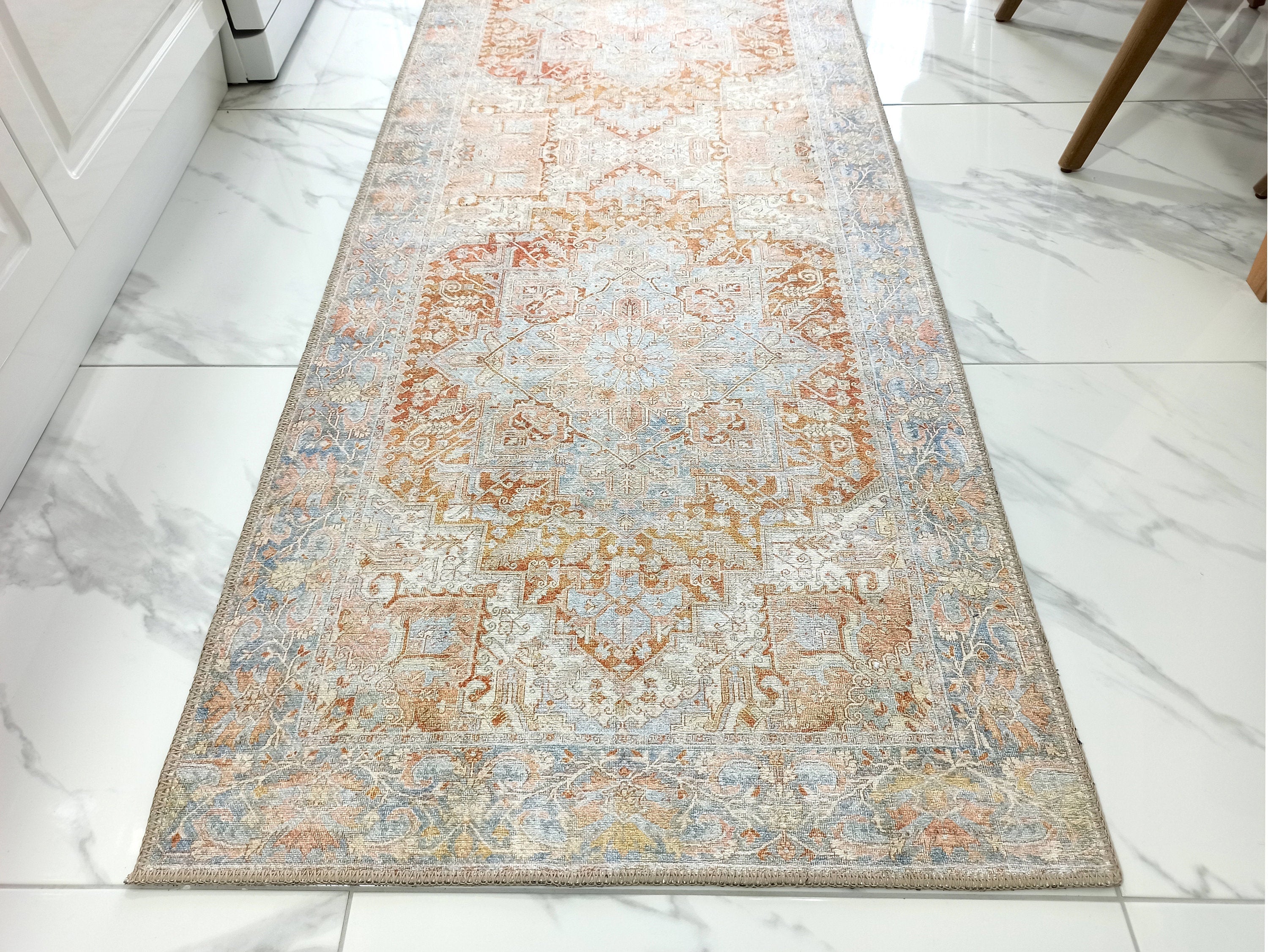 Hara Rug Faded Beige & Blue Oriental Rug