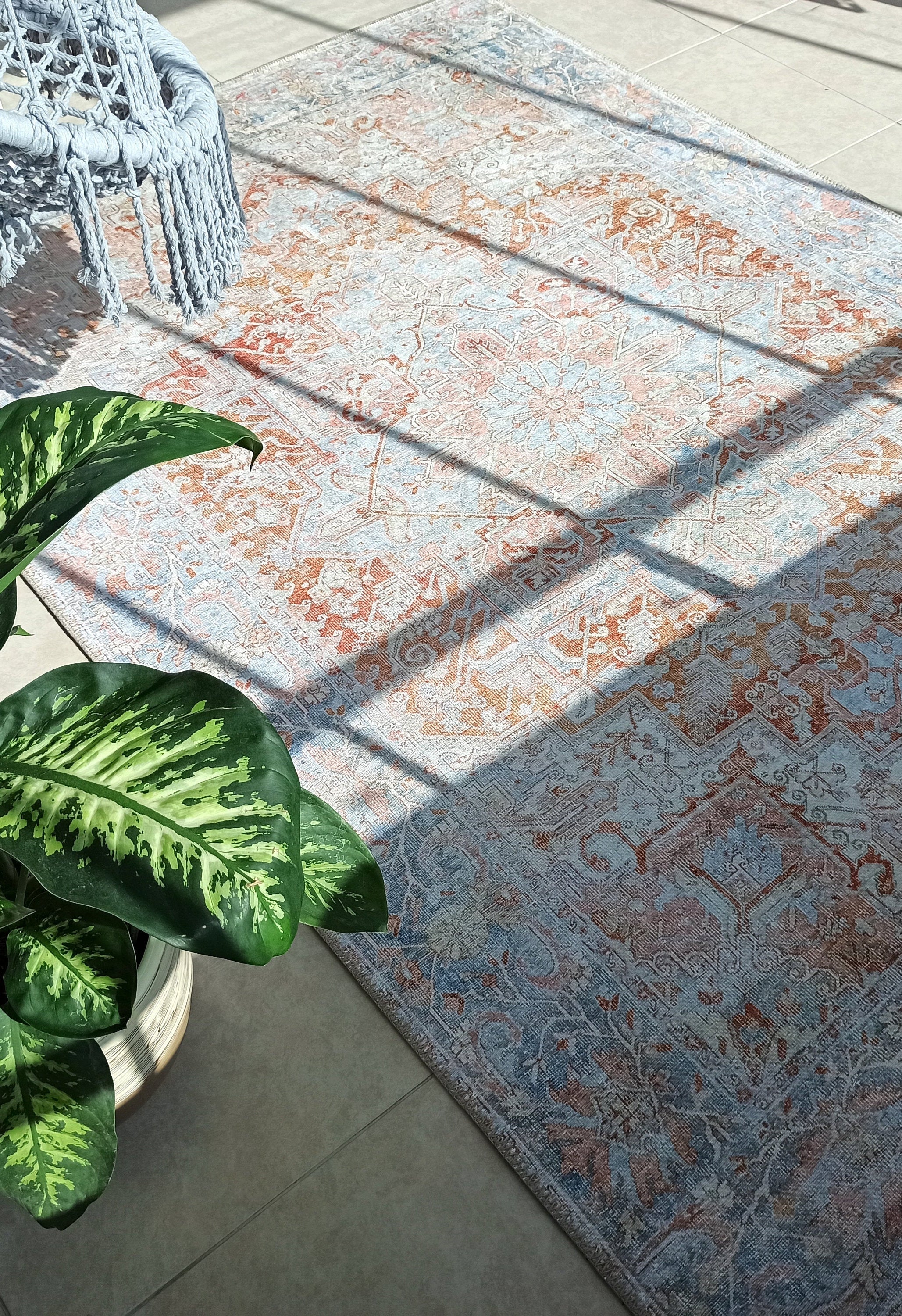 Hara Rug Faded Beige & Blue Oriental Rug