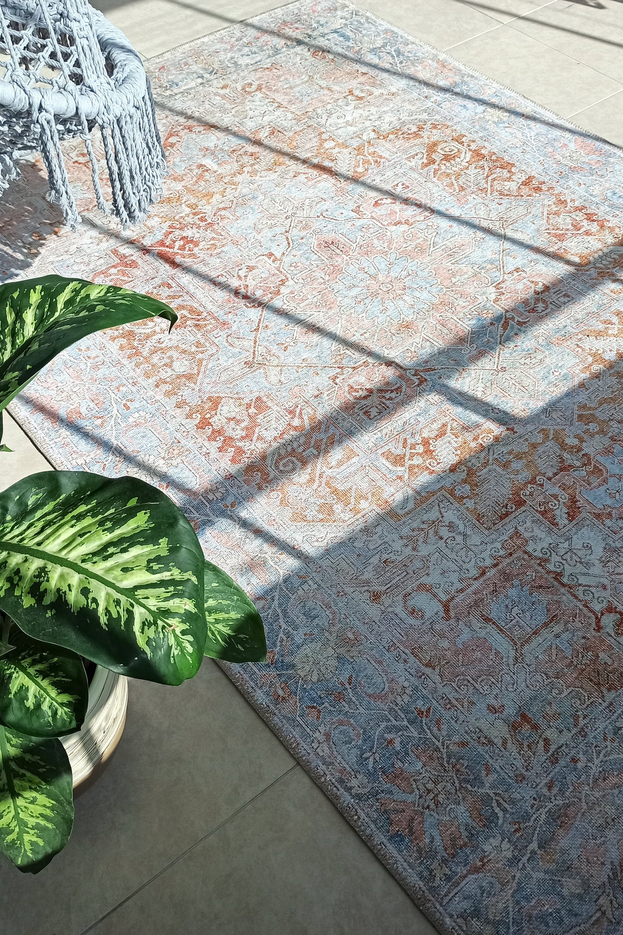 Hara Rug Faded Beige & Blue Oriental Rug