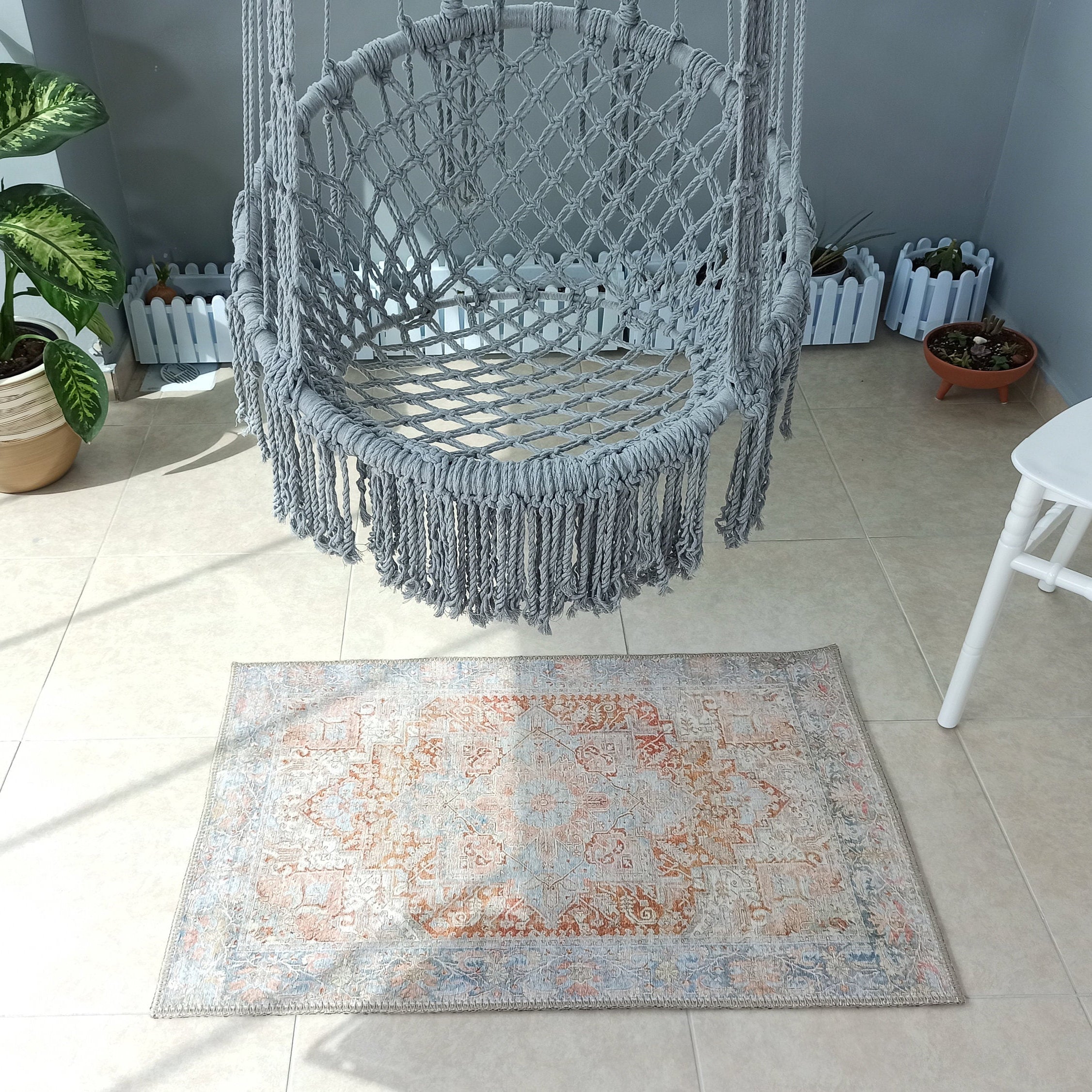 Hara Rug Faded Beige & Blue Oriental Rug