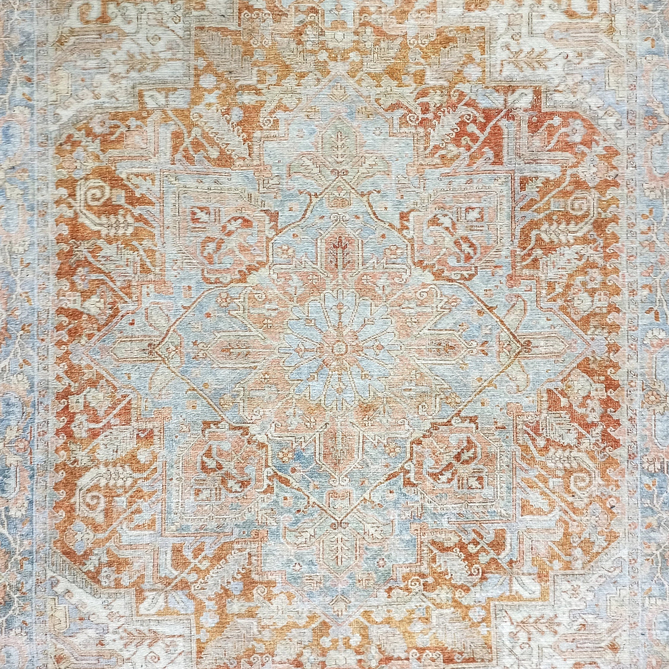 Hara Rug Faded Beige & Blue Oriental Rug