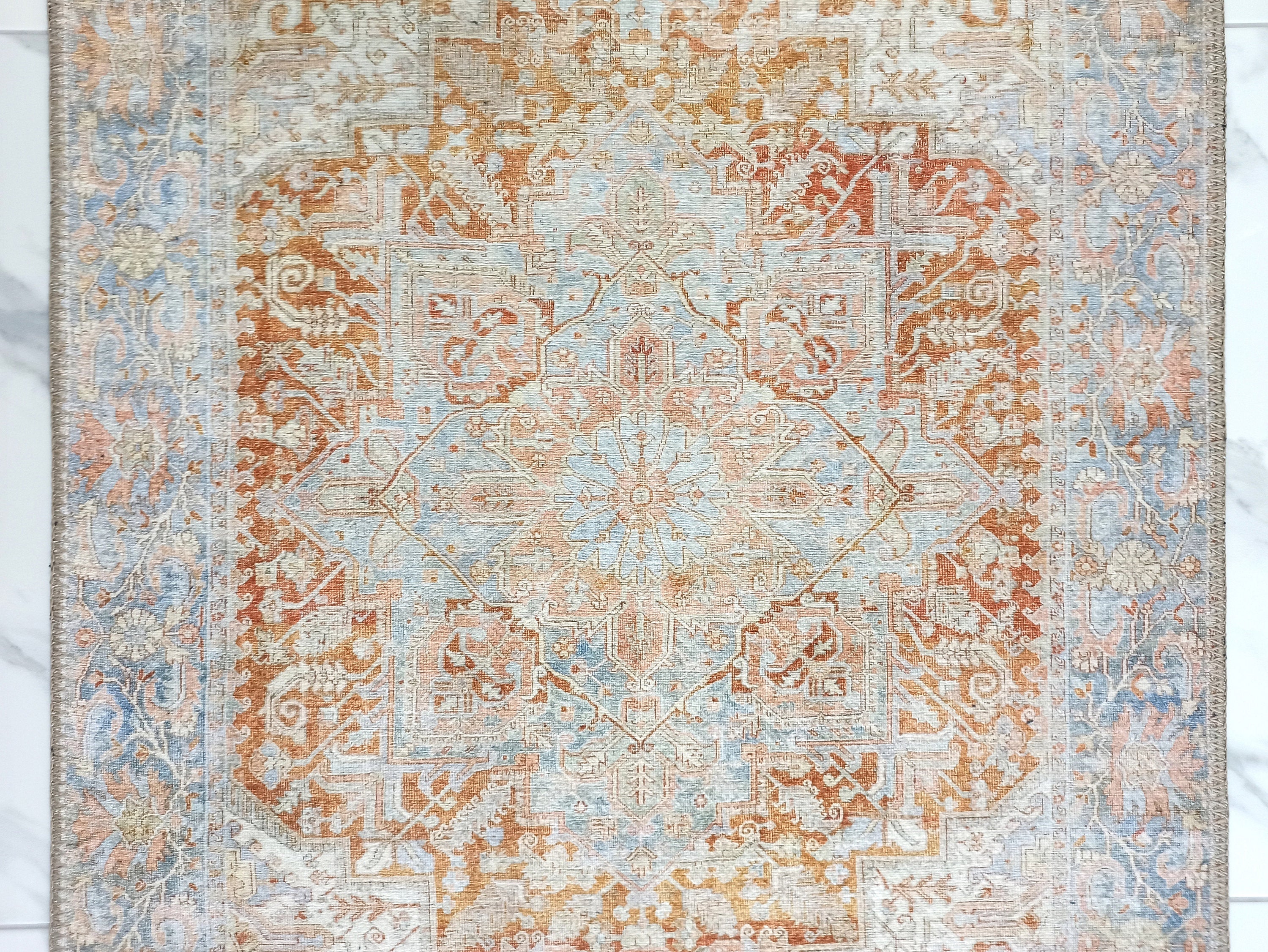 Hara Rug Faded Beige & Blue Oriental Rug