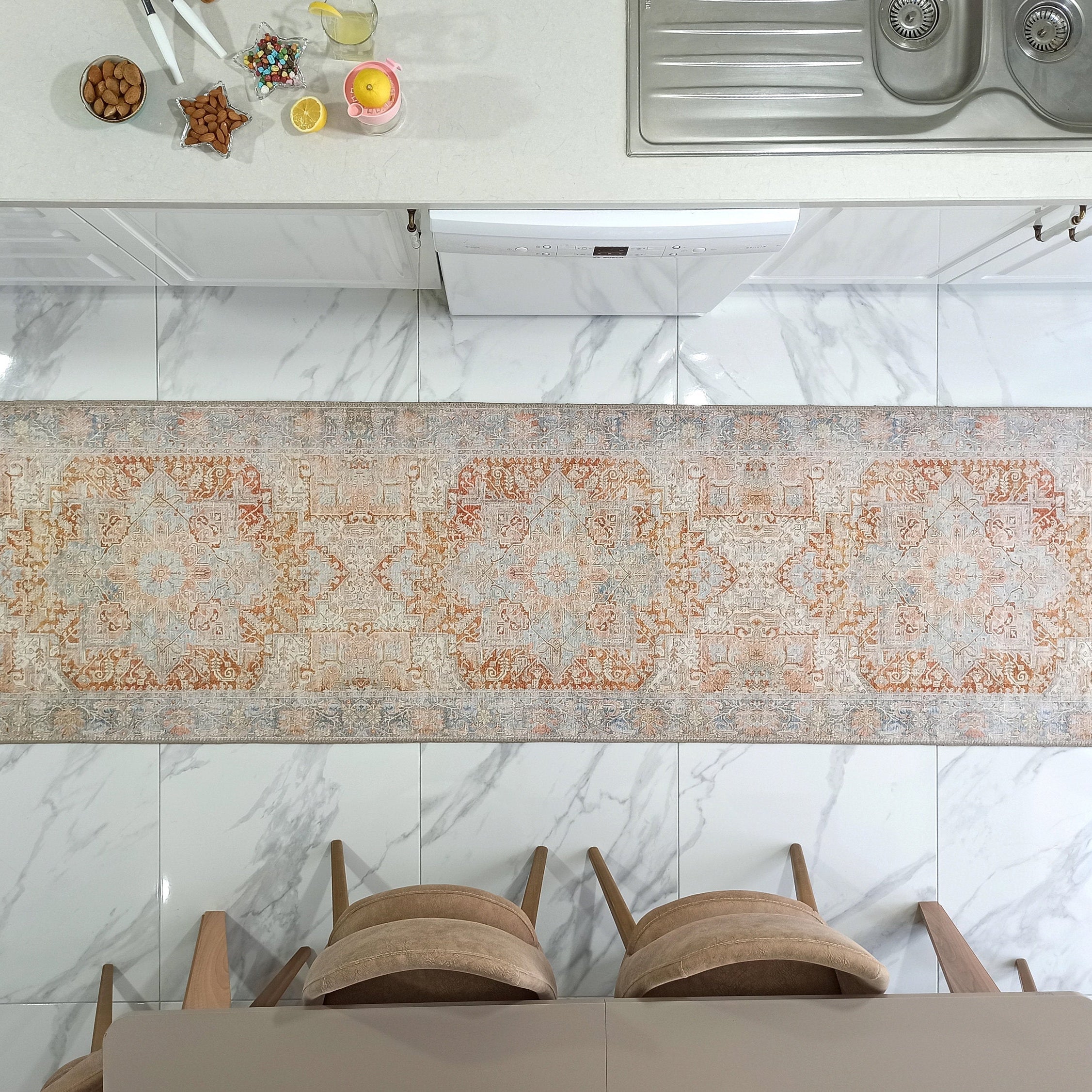 Hara Rug Faded Beige & Blue Oriental Rug