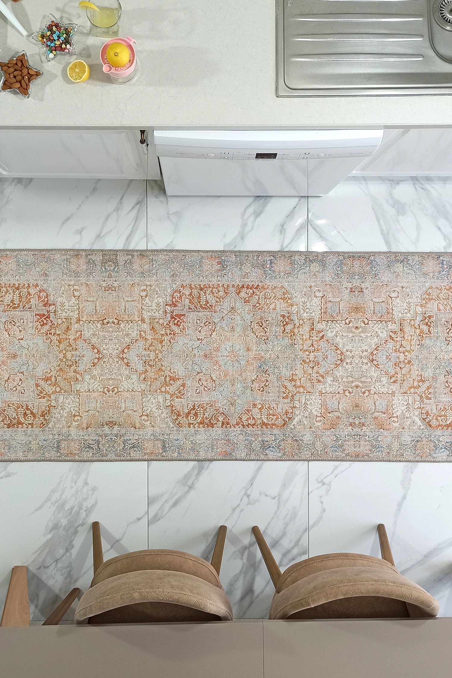 Hara Rug Faded Beige & Blue Oriental Rug