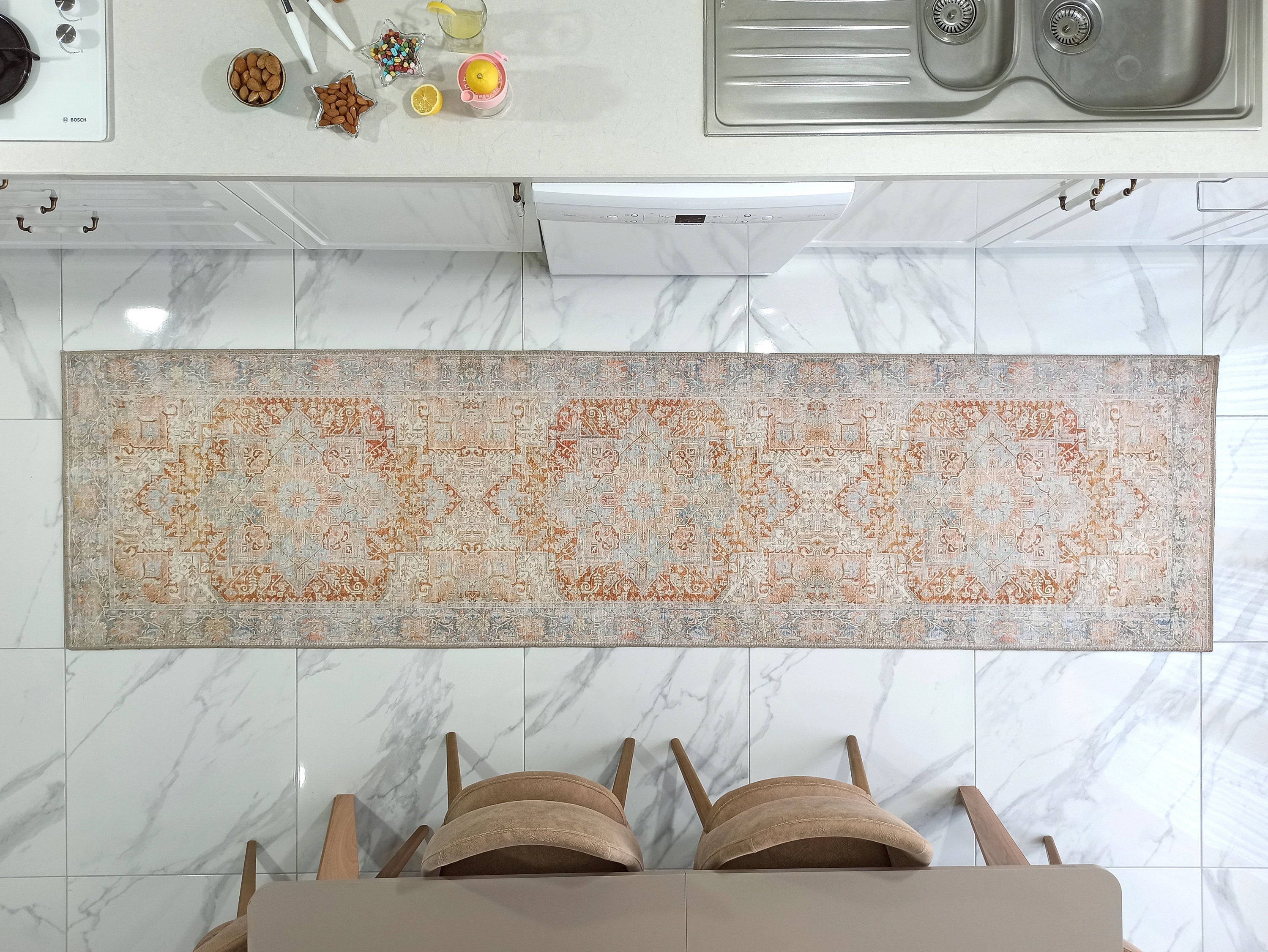 Hara Rug Faded Beige & Blue Oriental Rug