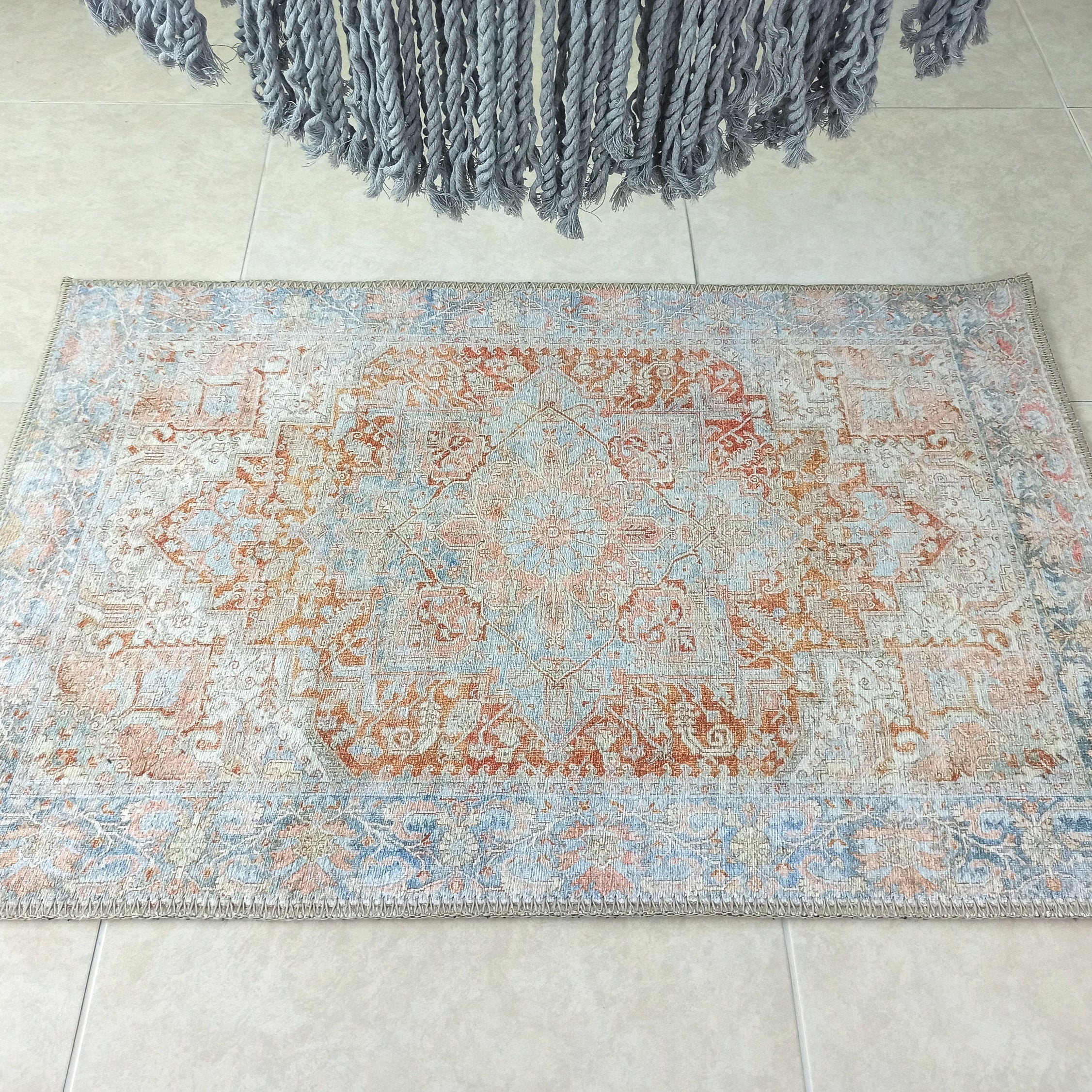 Hara Rug Faded Beige & Blue Oriental Rug