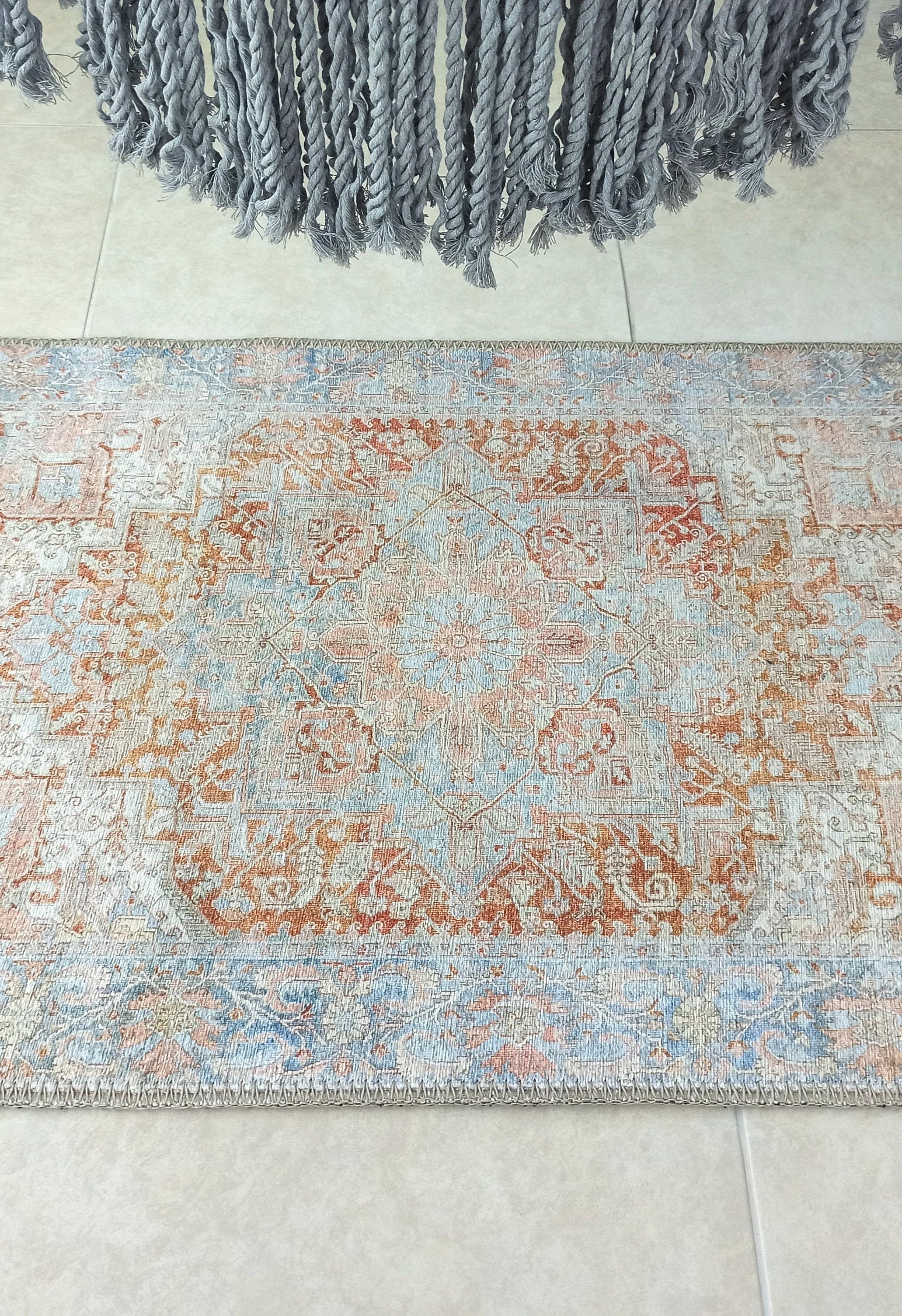 Hara Rug Faded Beige & Blue Oriental Rug