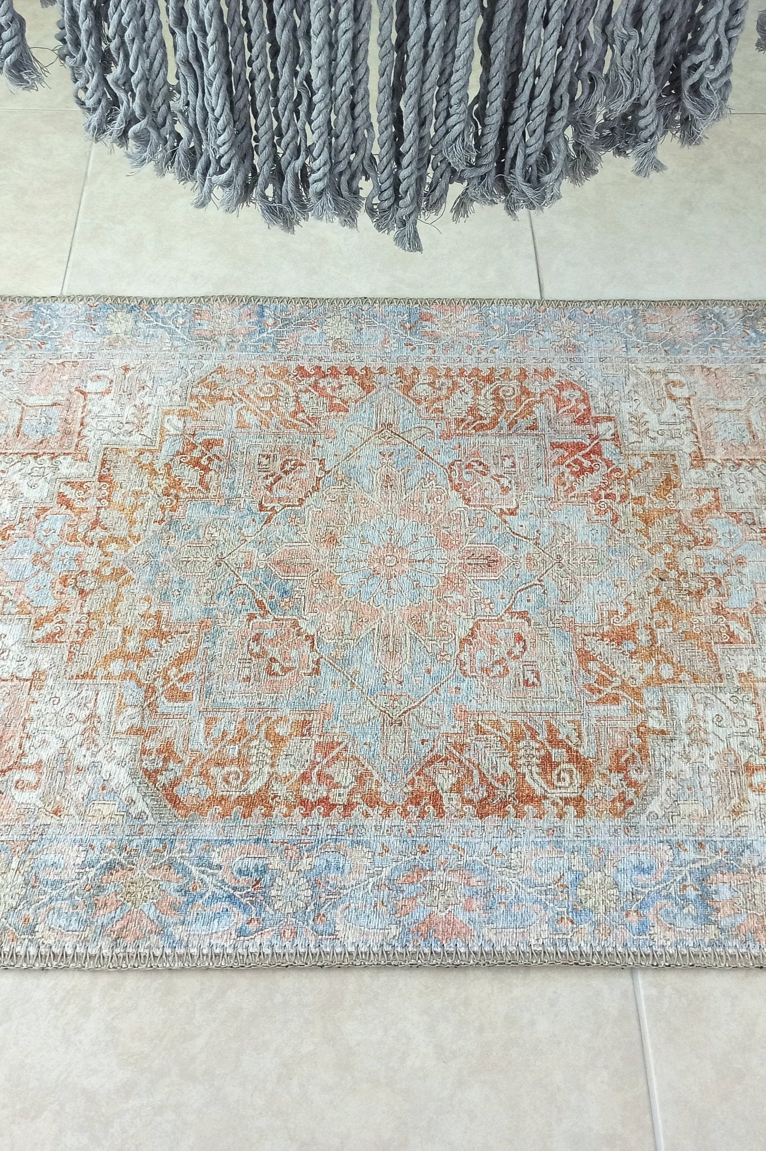Hara Rug Faded Beige & Blue Oriental Rug
