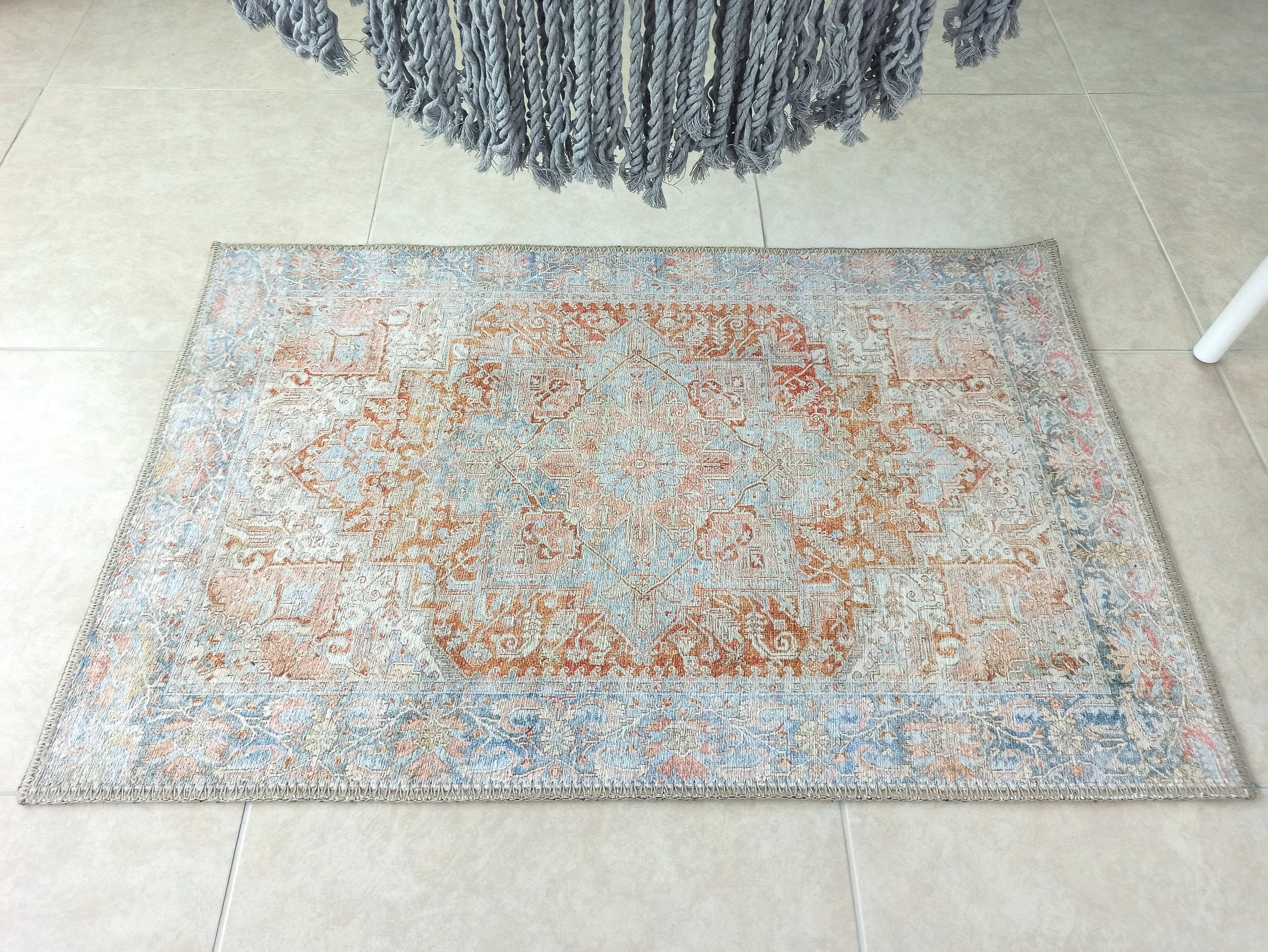 Hara Rug Faded Beige & Blue Oriental Rug