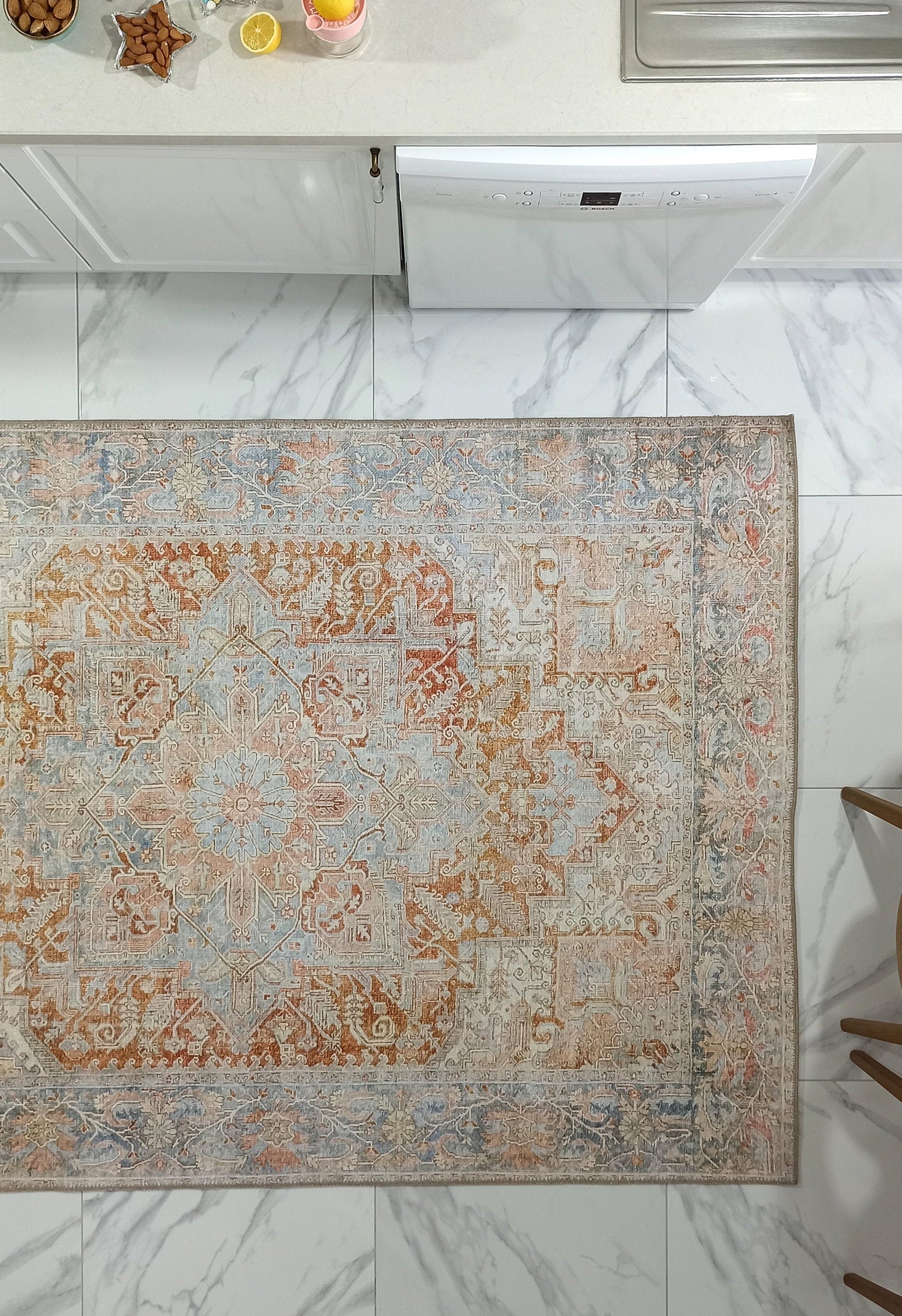 Hara Rug Faded Beige & Blue Oriental Rug