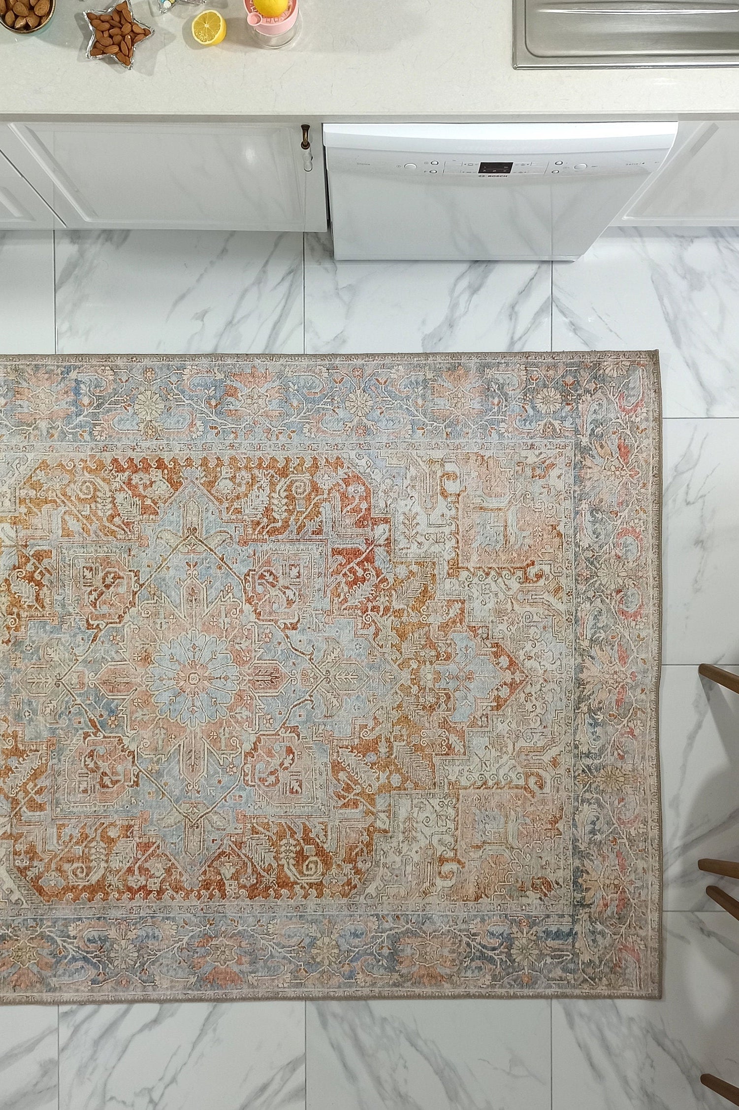 Hara Rug Faded Beige & Blue Oriental Rug