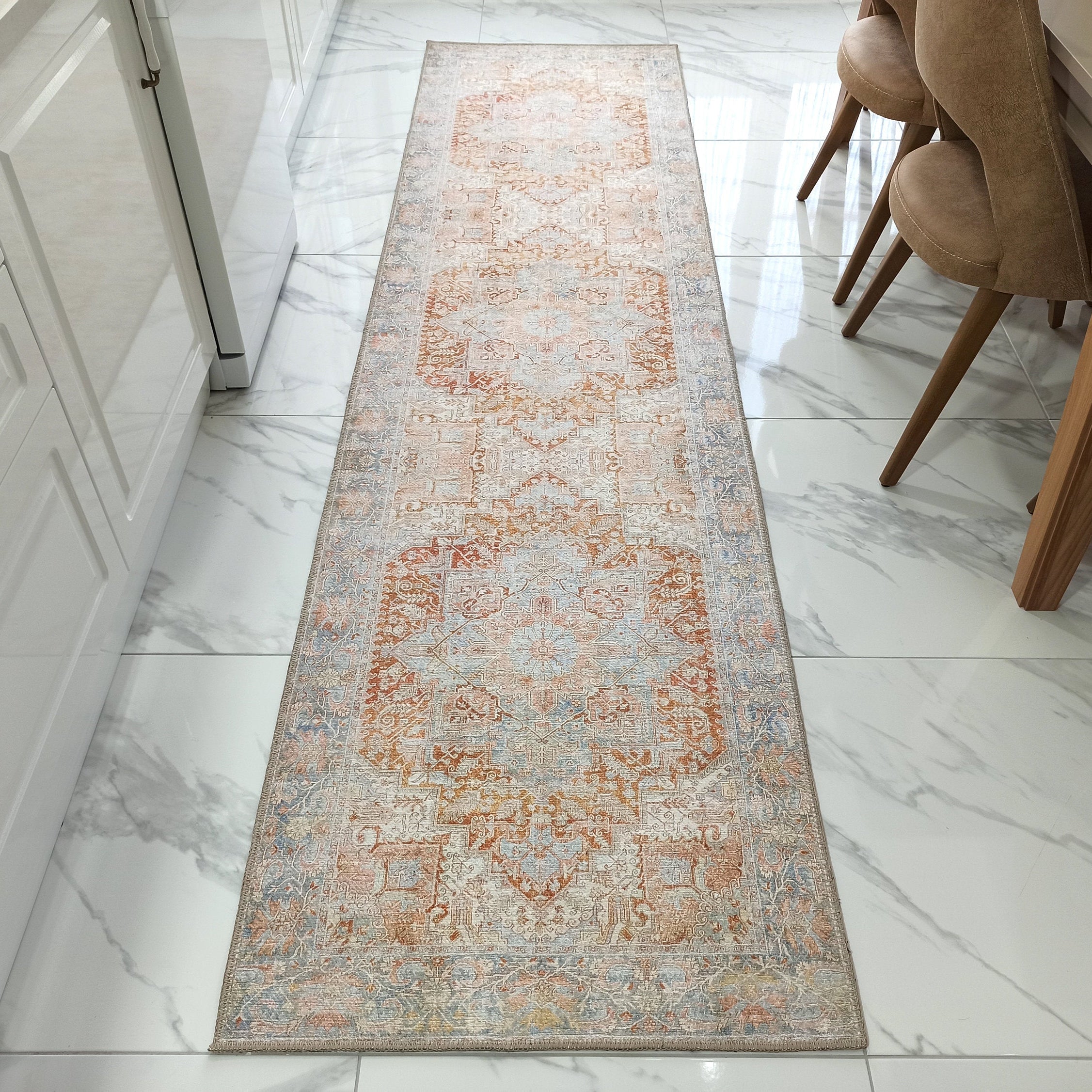 Hara Rug Faded Beige & Blue Oriental Rug