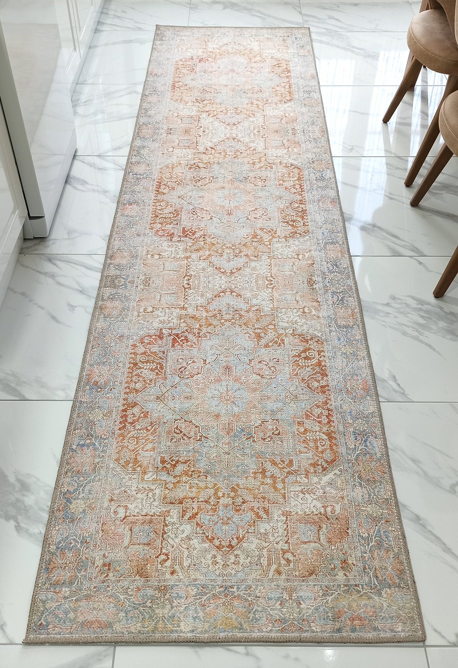 Hara Rug Faded Beige & Blue Oriental Rug