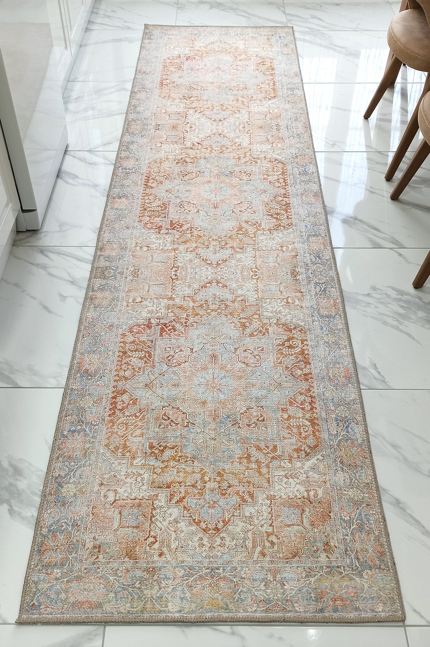 Hara Rug Faded Beige & Blue Oriental Rug