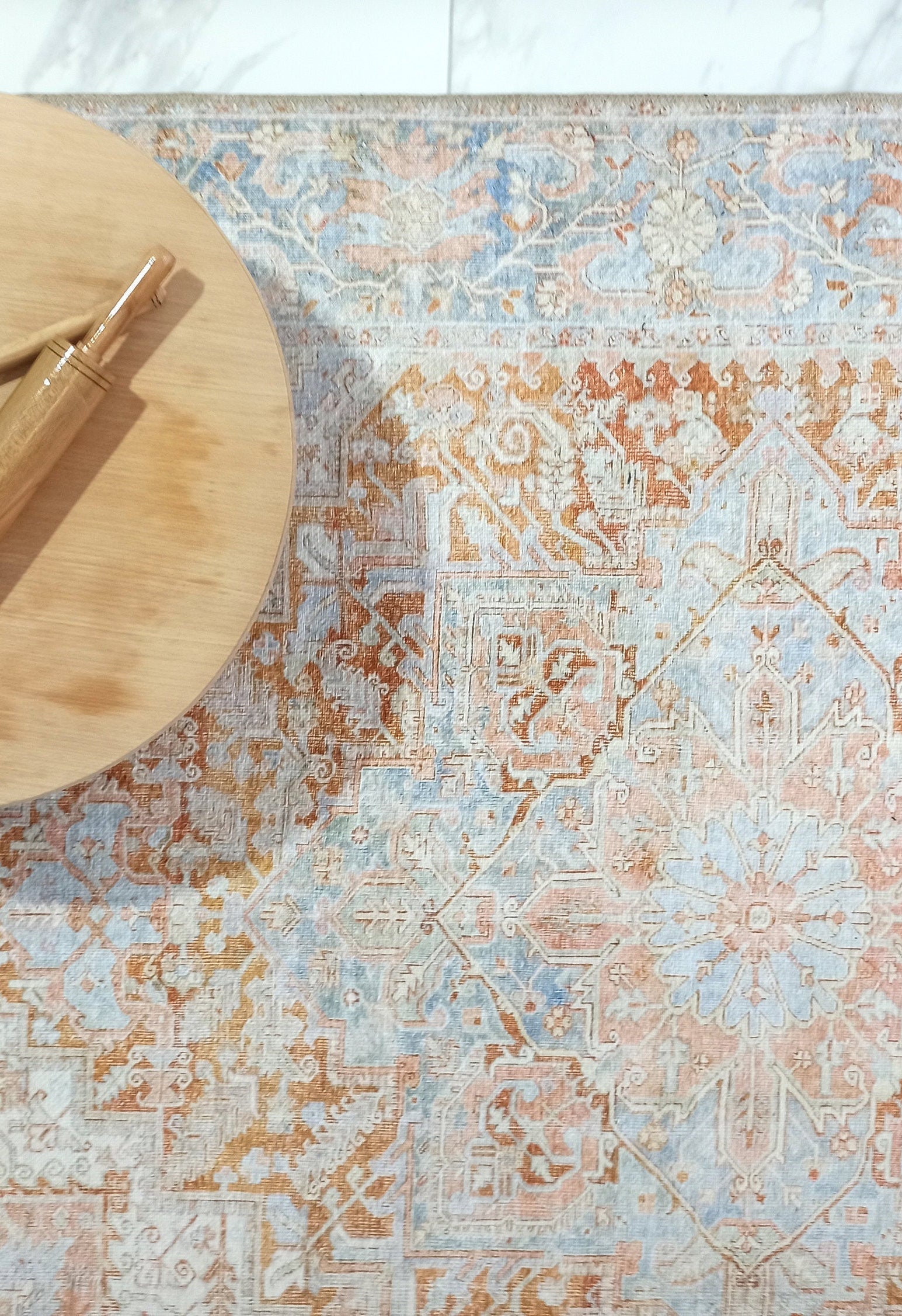 Hara Rug Faded Beige & Blue Oriental Rug