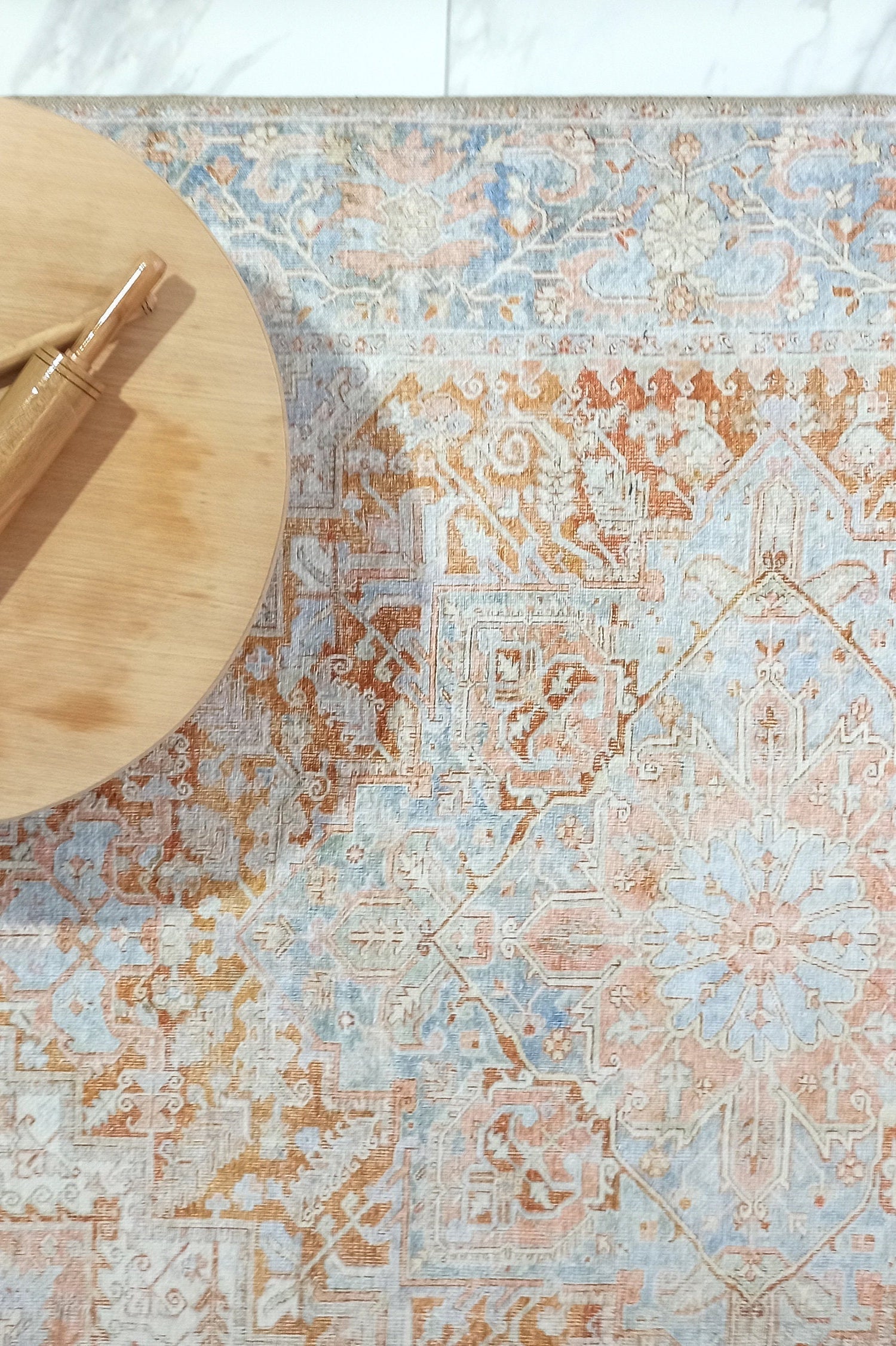 Hara Rug Faded Beige & Blue Oriental Rug