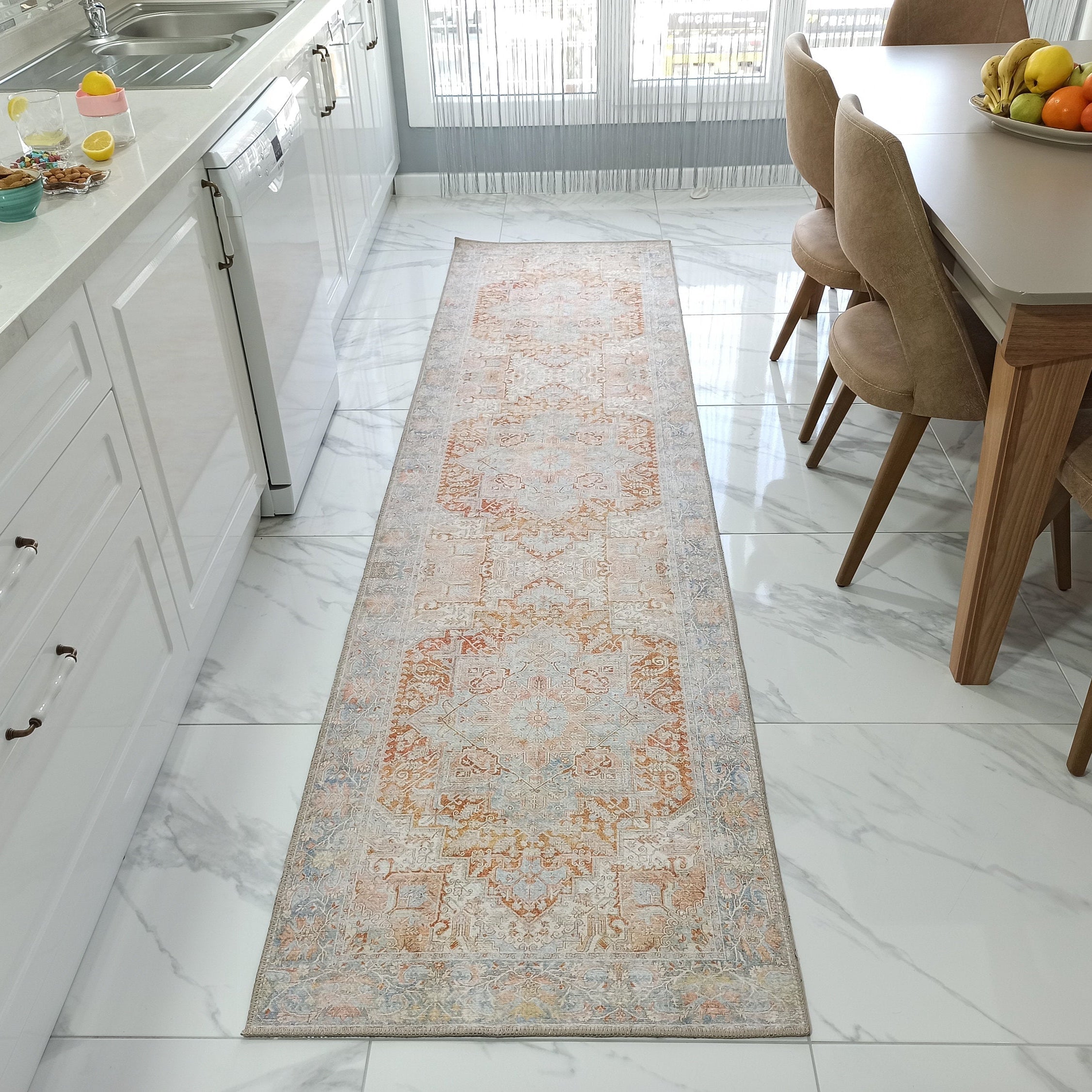 Hara Rug Faded Beige & Blue Oriental Rug