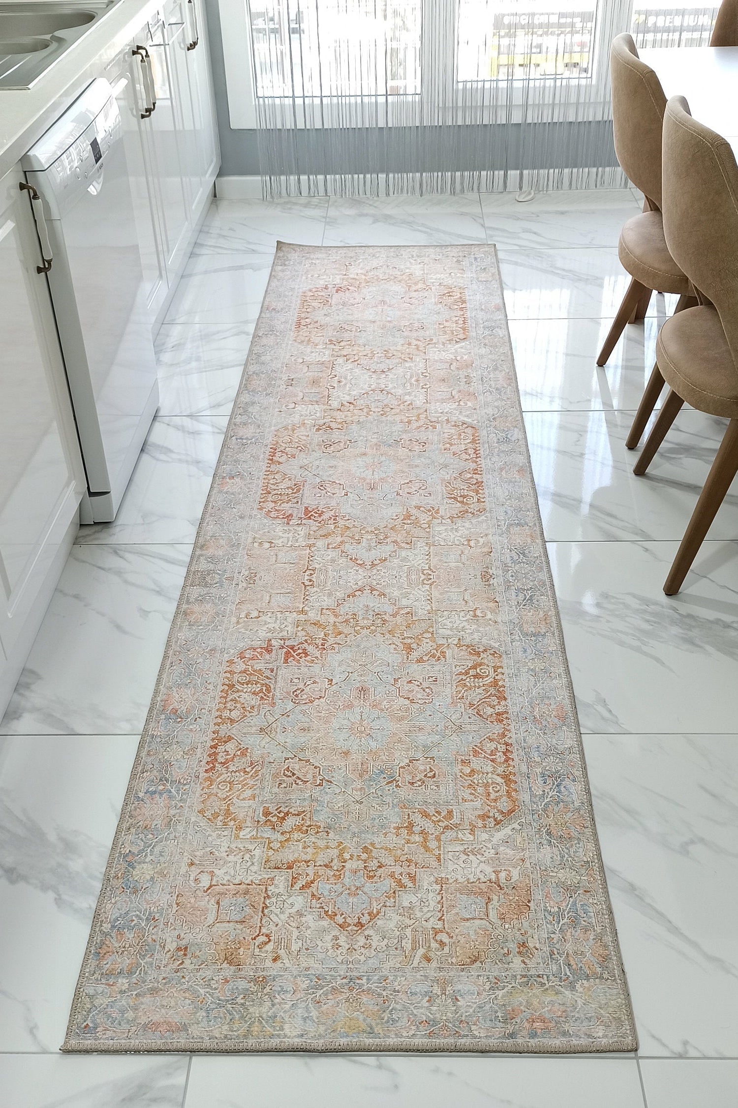 Hara Rug Faded Beige & Blue Oriental Rug