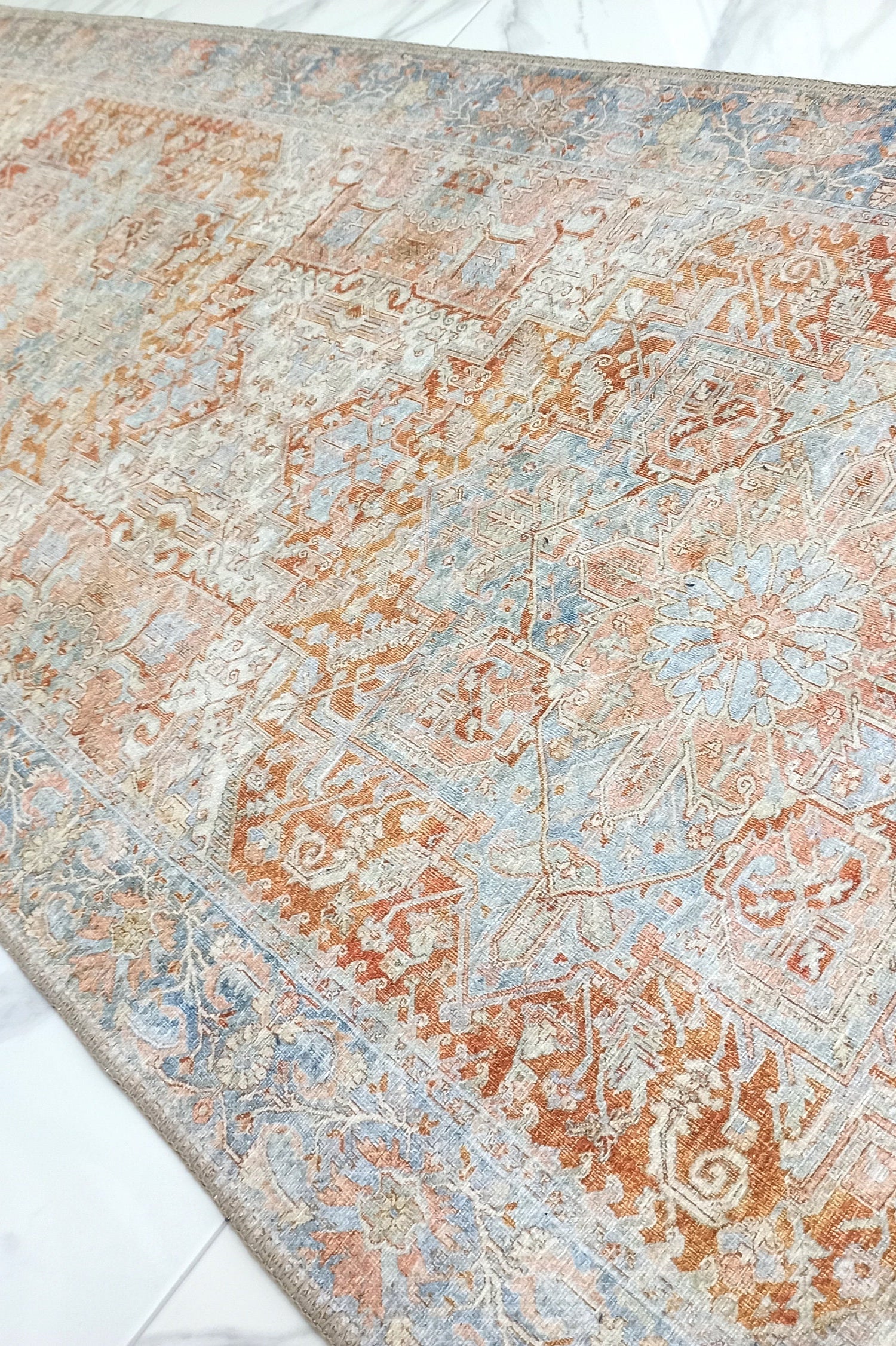 Hara Rug Faded Beige & Blue Oriental Rug