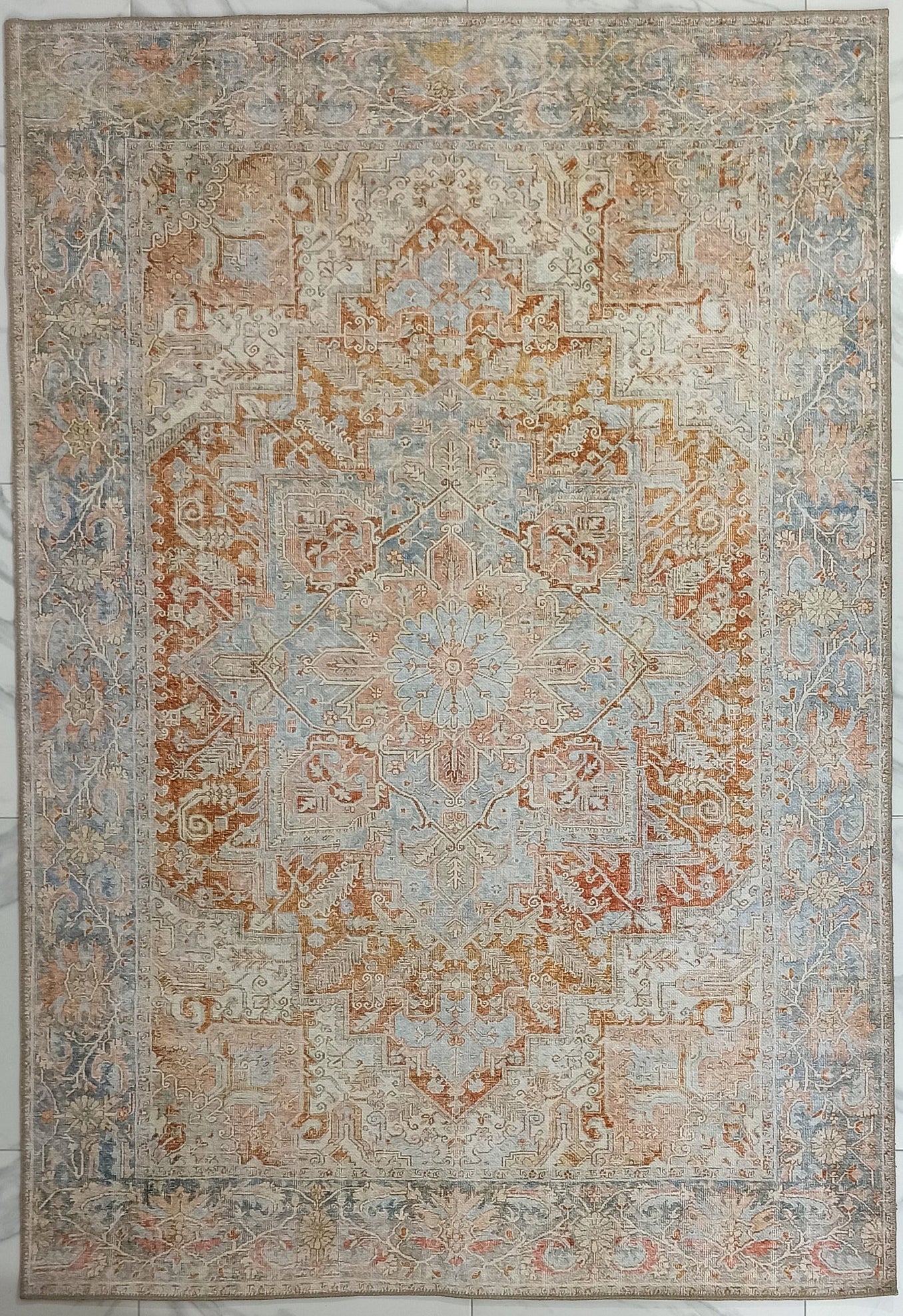 Hara Rug Faded Beige & Blue Oriental Rug