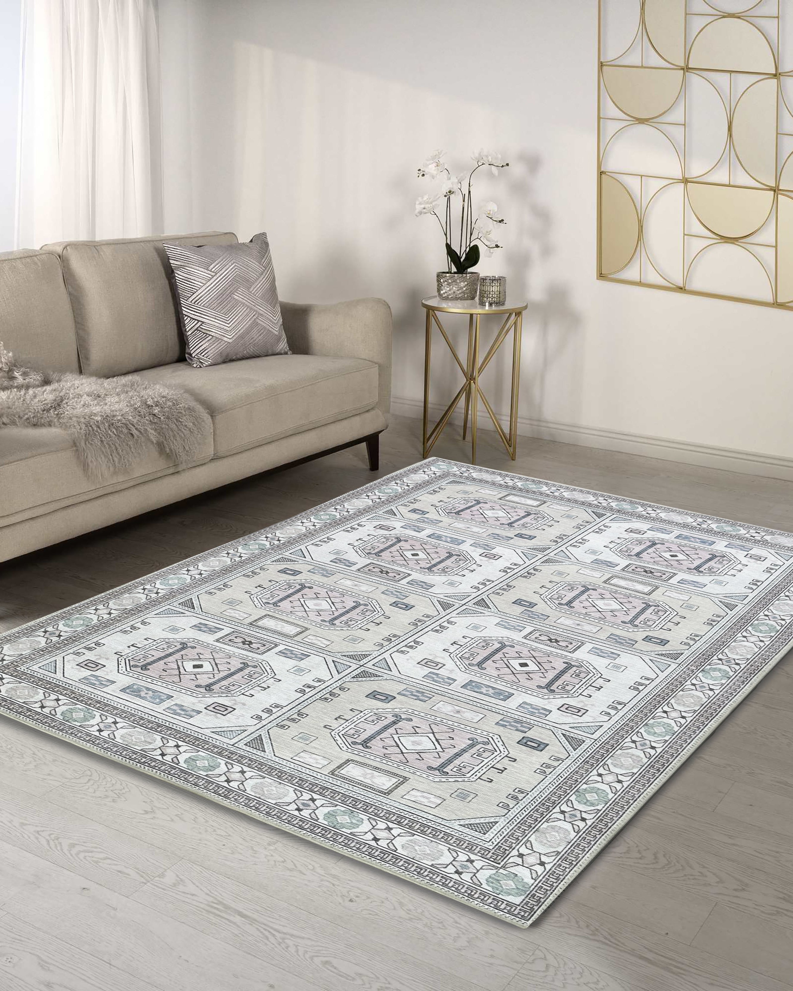 Hazel Brown Cream Modern Turkish Rug