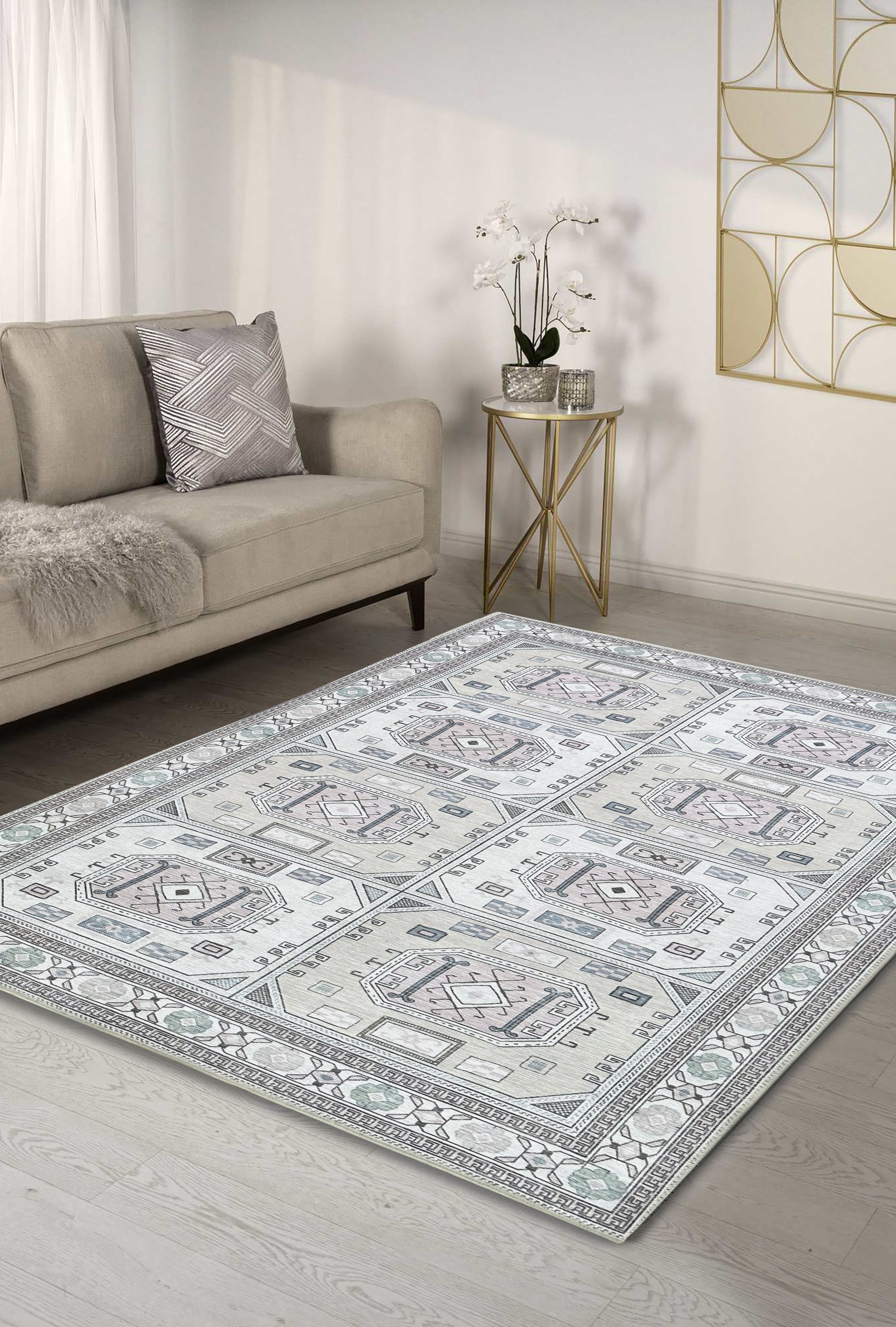 Hazel Brown Cream Modern Turkish Rug