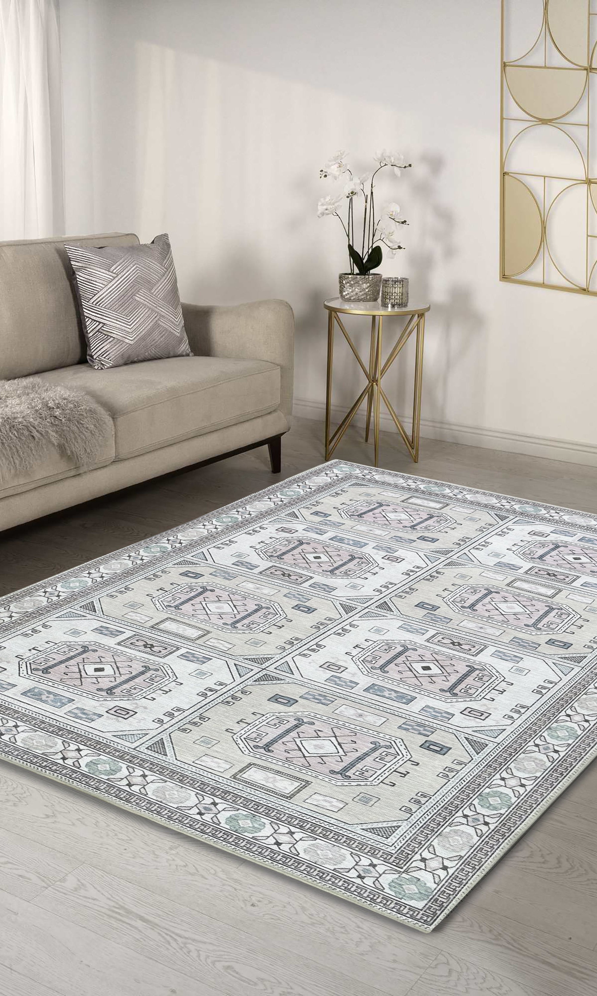 Hazel Brown Cream Modern Turkish Rug