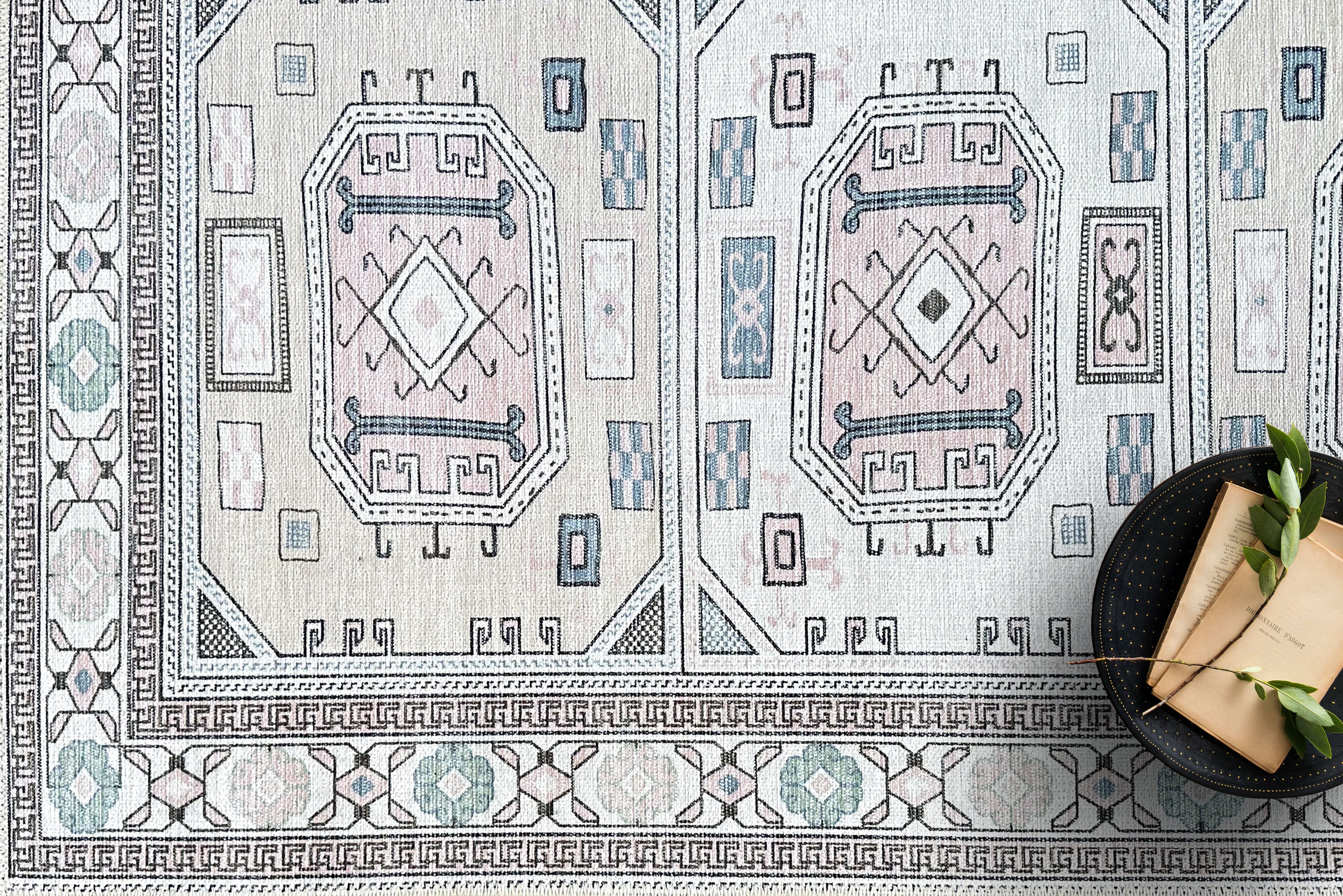 Hazel Brown Cream Modern Turkish Rug