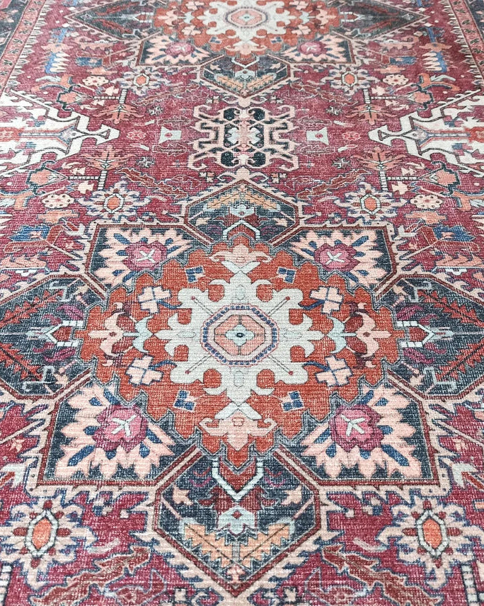 Hiba Rug Oriental Hot Pink Red Medallion Rug