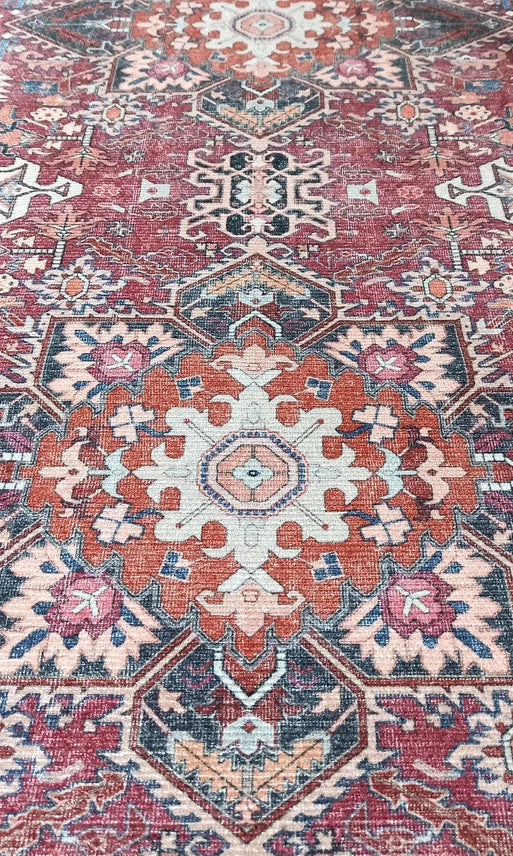 Hiba Rug Oriental Hot Pink Red Medallion Rug