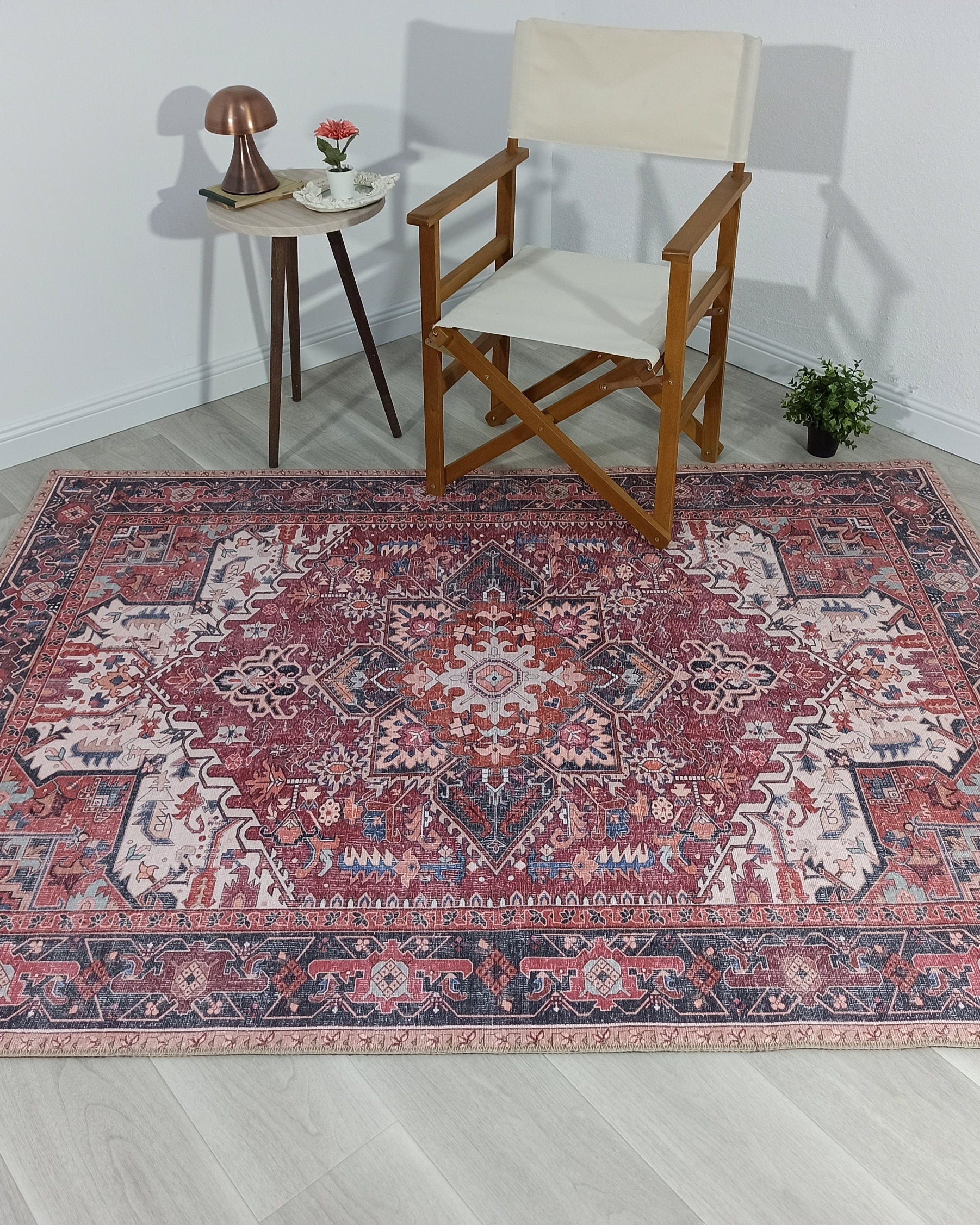 Hiba Rug Oriental Hot Pink Red Medallion Rug