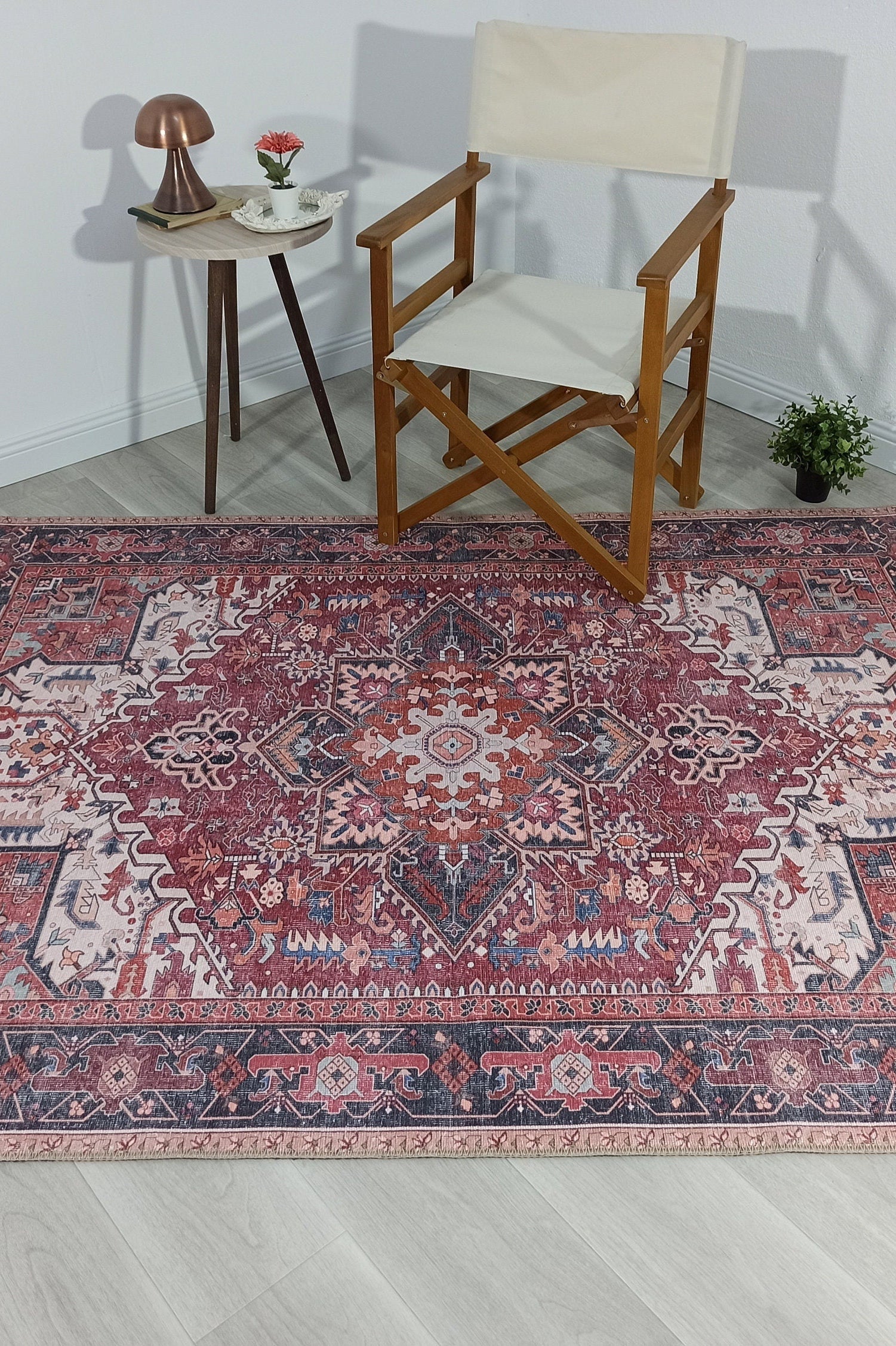 Hiba Rug Oriental Hot Pink Red Medallion Rug