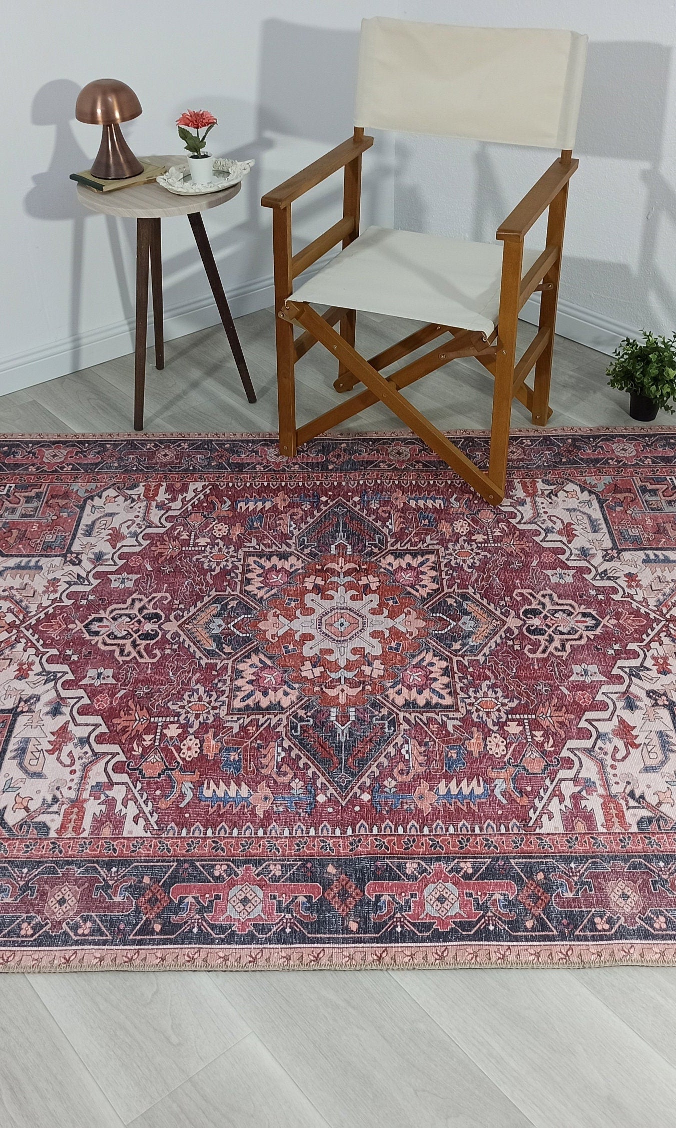 Hiba Rug Oriental Hot Pink Red Medallion Rug