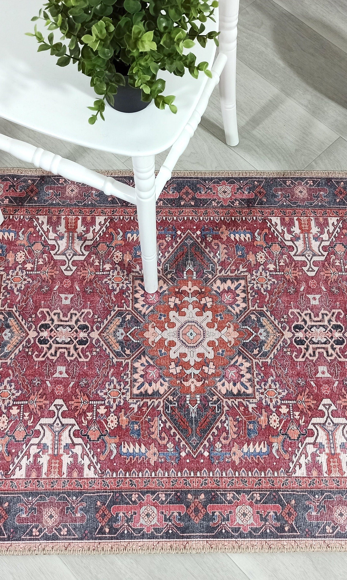 Hiba Rug Oriental Hot Pink Red Medallion Rug