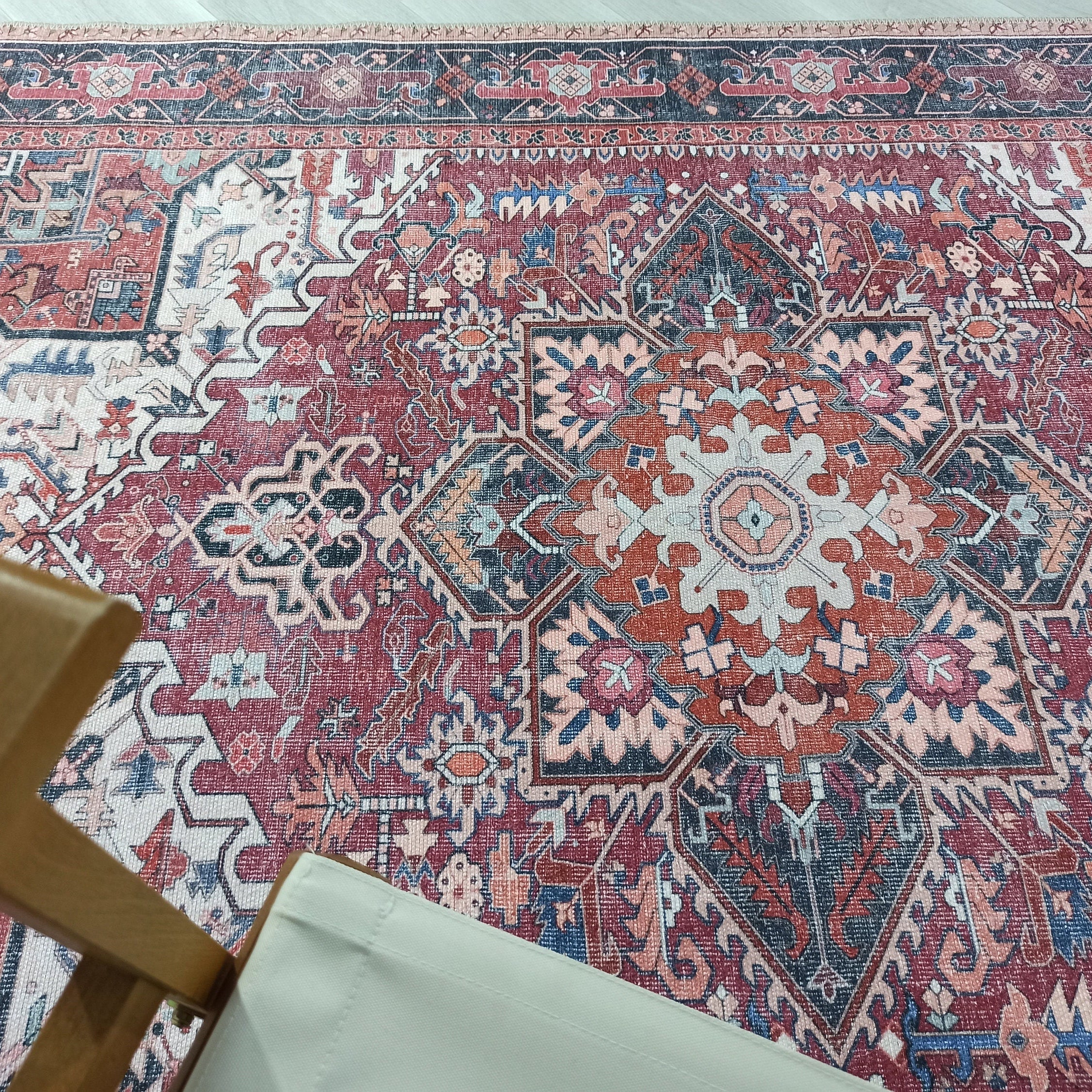 Hiba Rug Oriental Hot Pink Red Medallion Rug