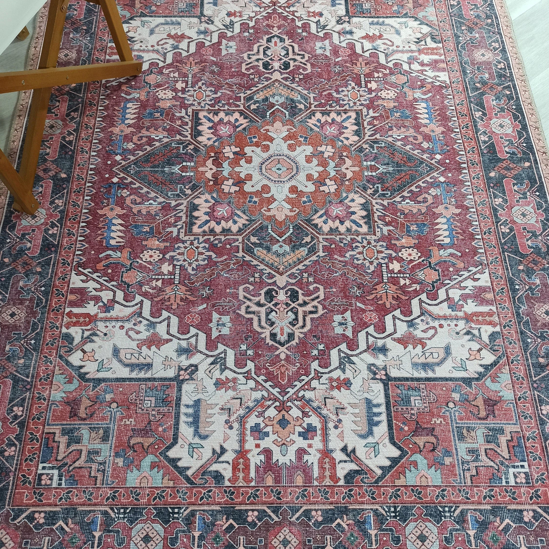 Hiba Rug Oriental Hot Pink Red Medallion Rug