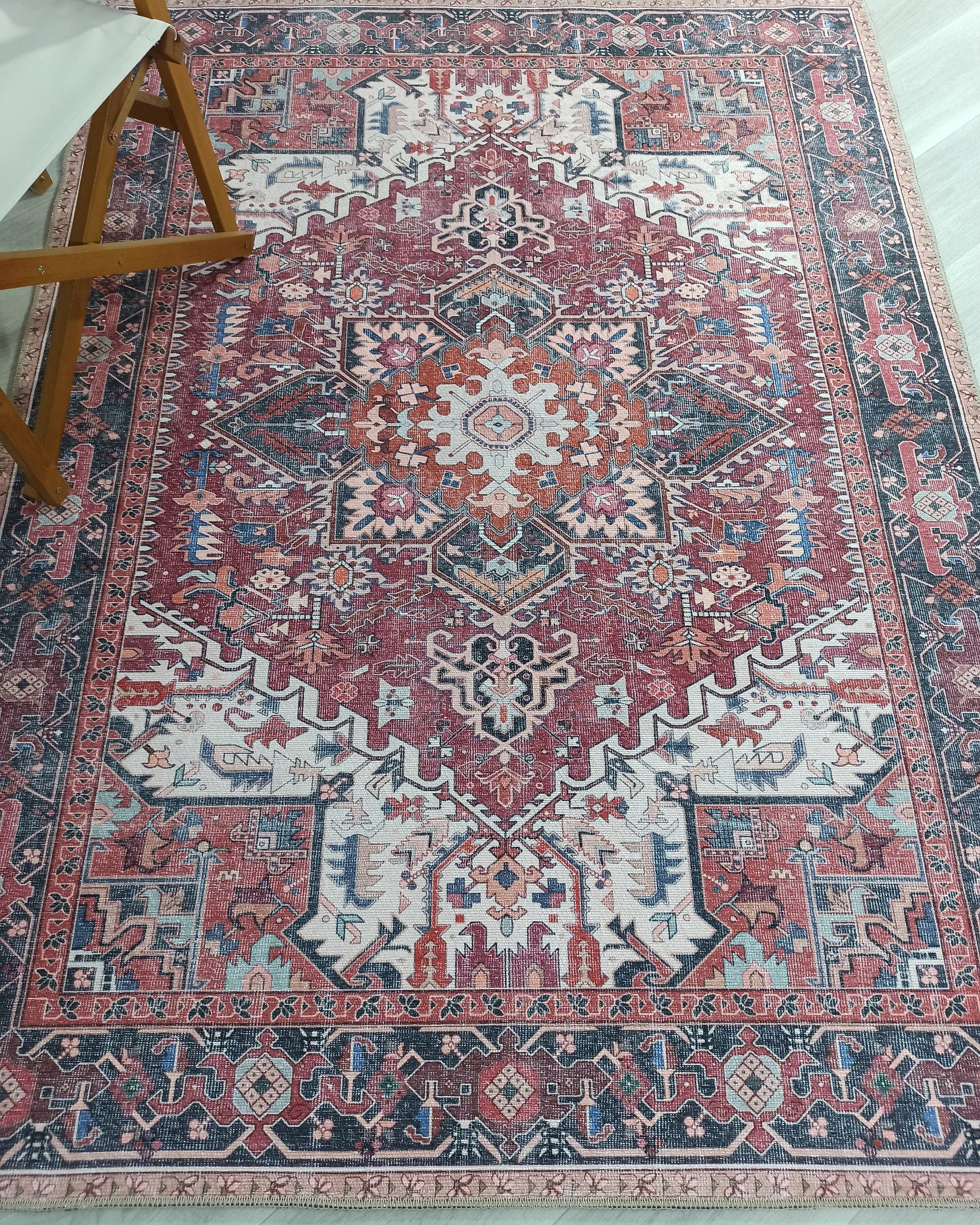 Hiba Rug Oriental Hot Pink Red Medallion Rug