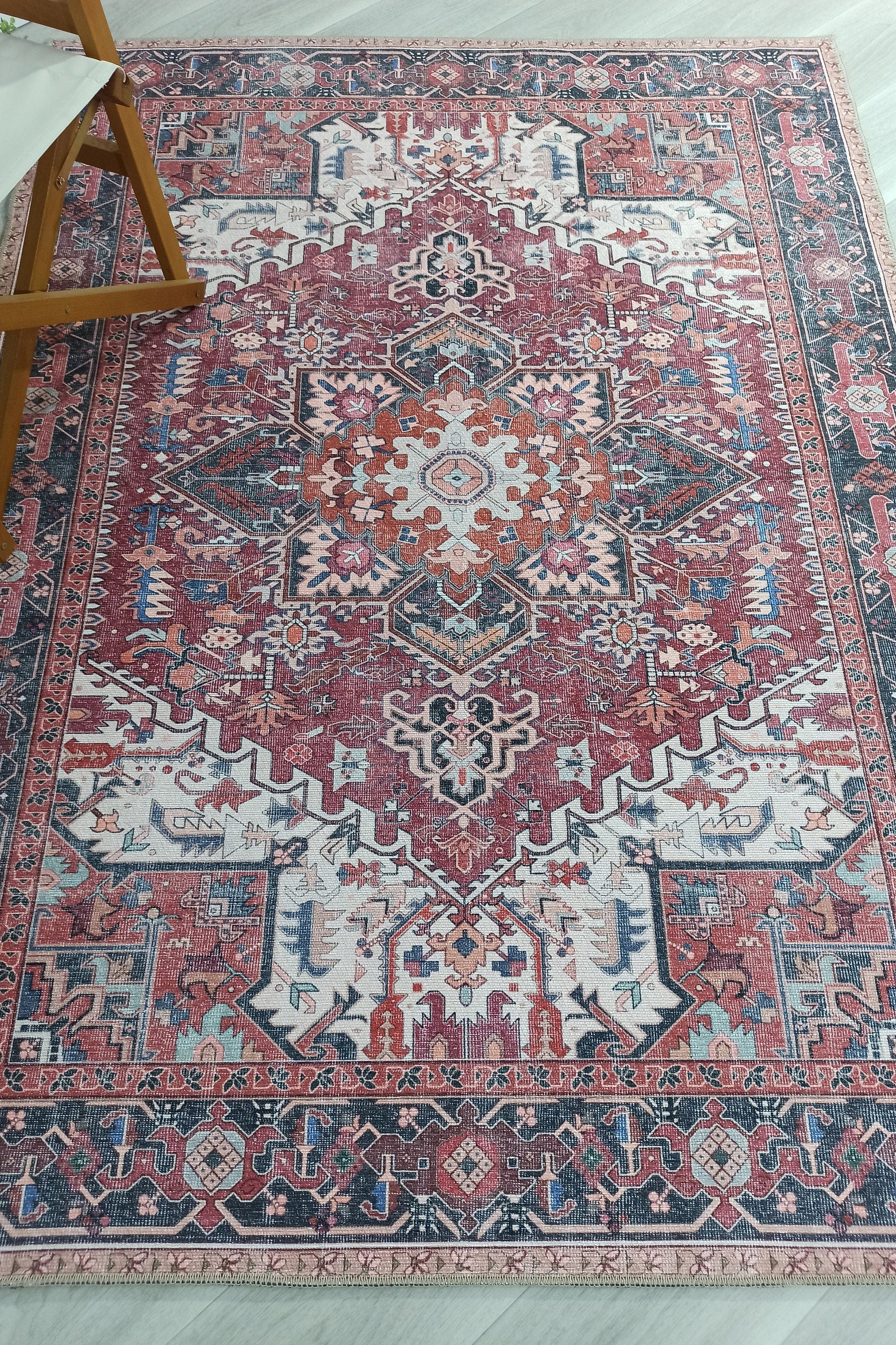 Hiba Rug Oriental Hot Pink Red Medallion Rug