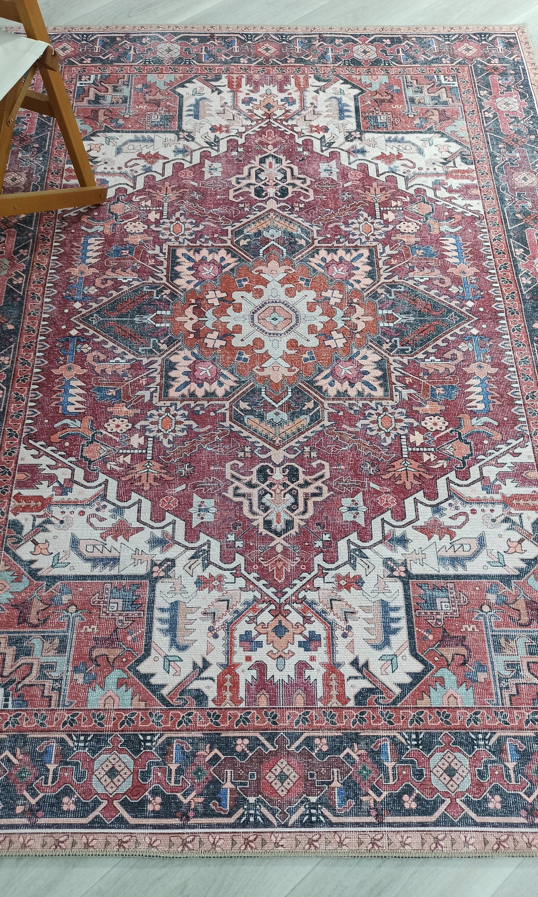 Hiba Rug Oriental Hot Pink Red Medallion Rug