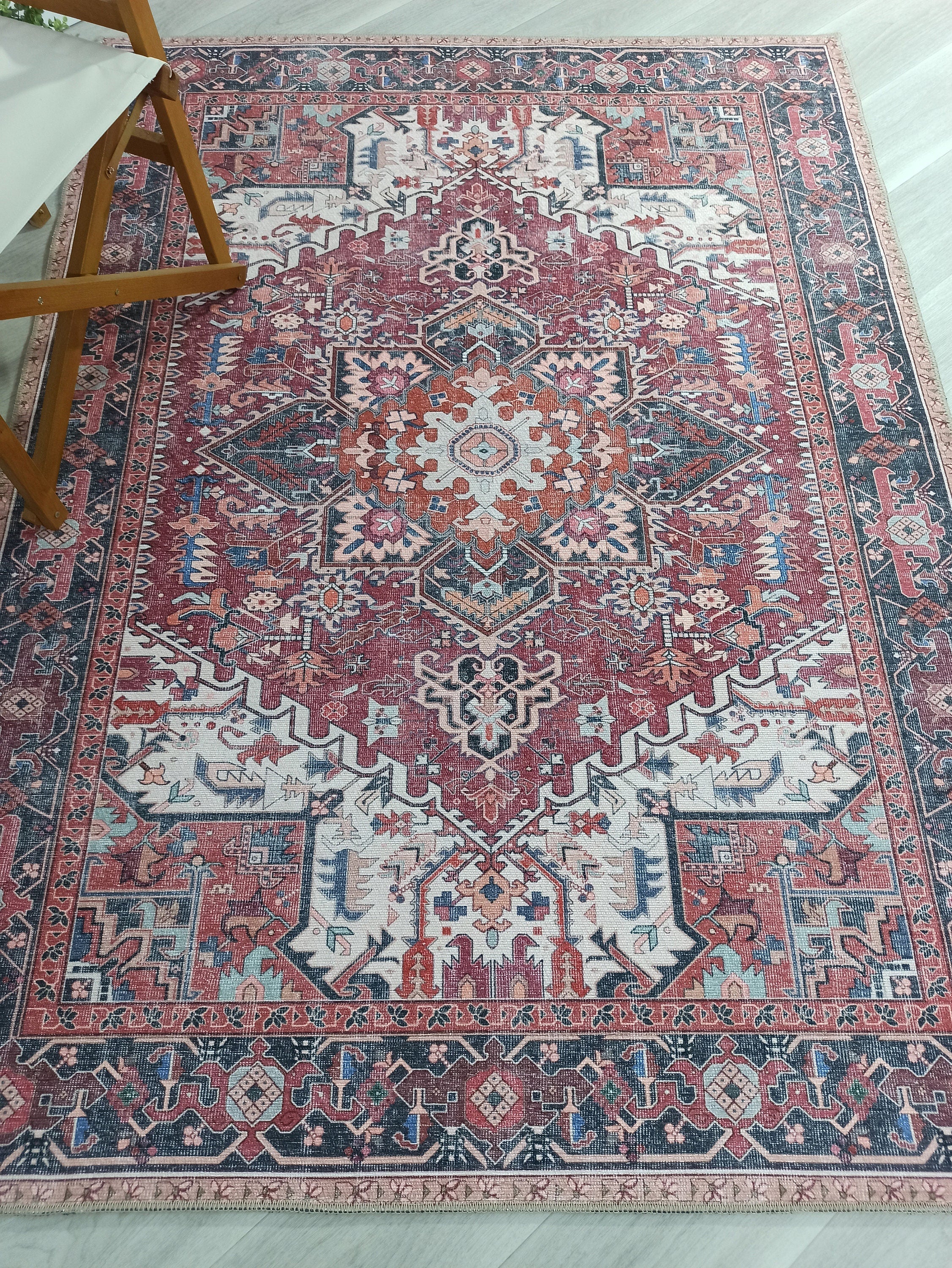 Hiba Rug Oriental Hot Pink Red Medallion Rug