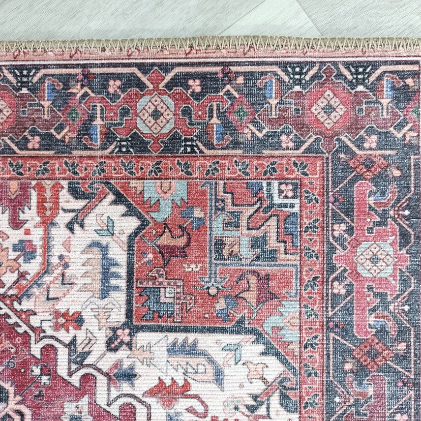 Hiba Rug Oriental Hot Pink Red Medallion Rug