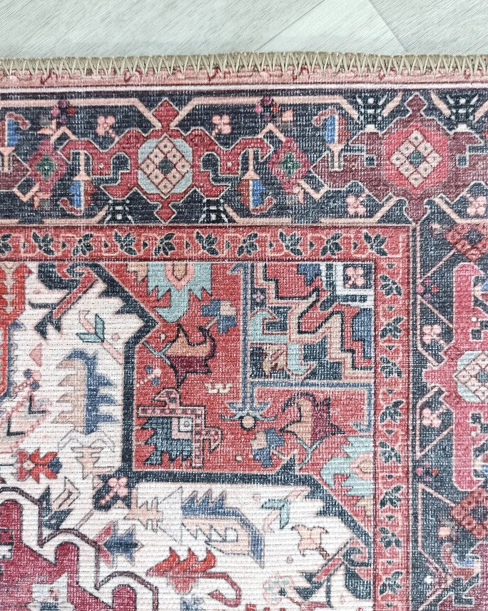 Hiba Rug Oriental Hot Pink Red Medallion Rug