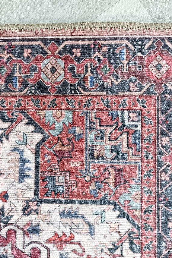 Hiba Rug Oriental Hot Pink Red Medallion Rug